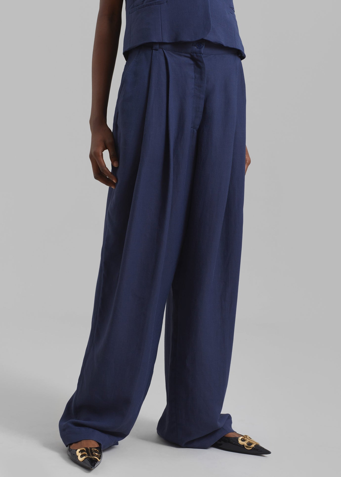 Piper Pleated Trousers - Blue - 1