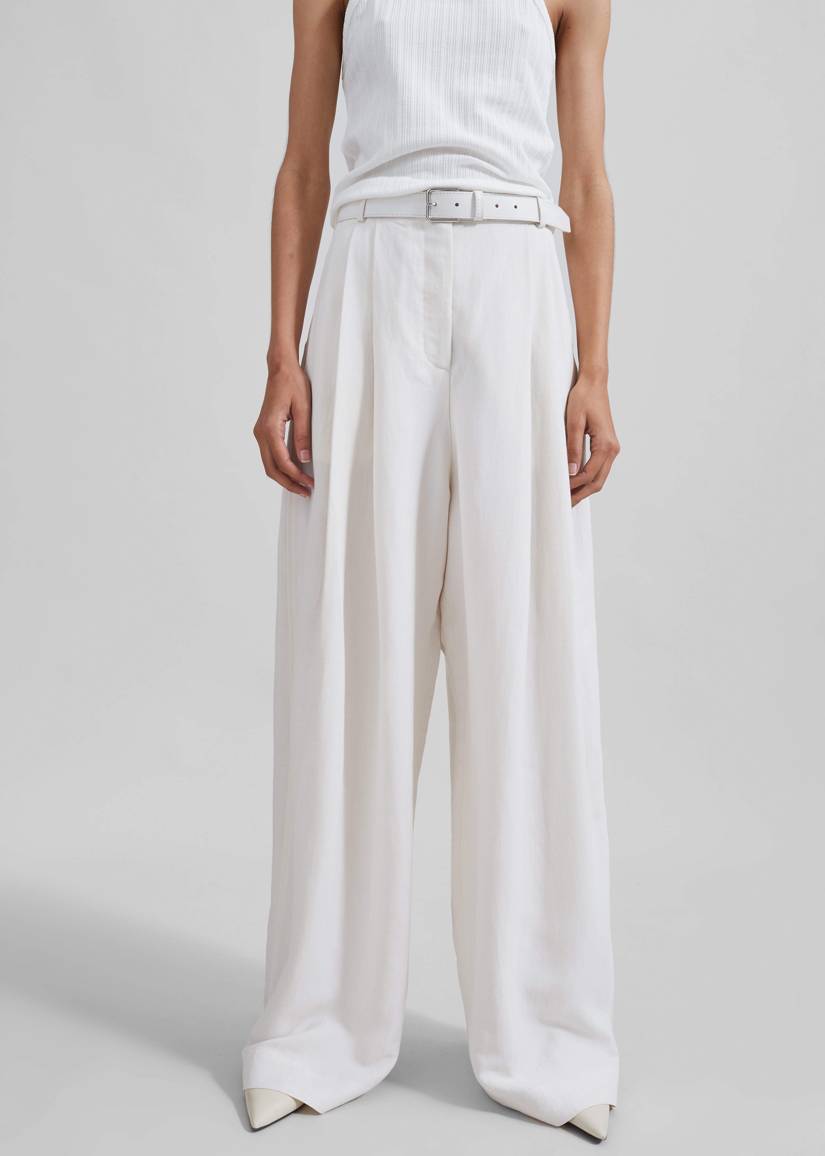 Piper Pleated Trousers - White - 5