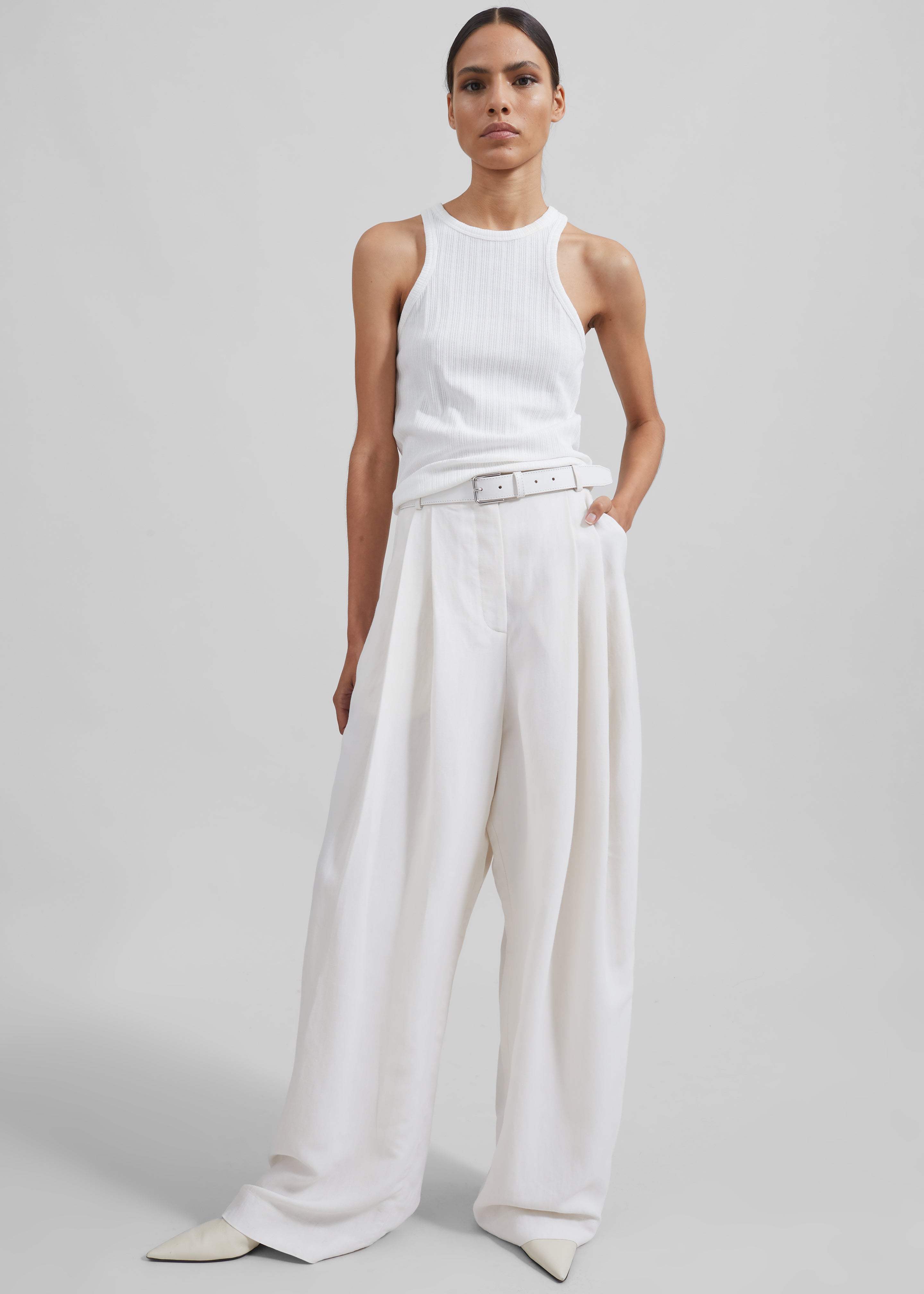 Piper Pleated Trousers - White - 9