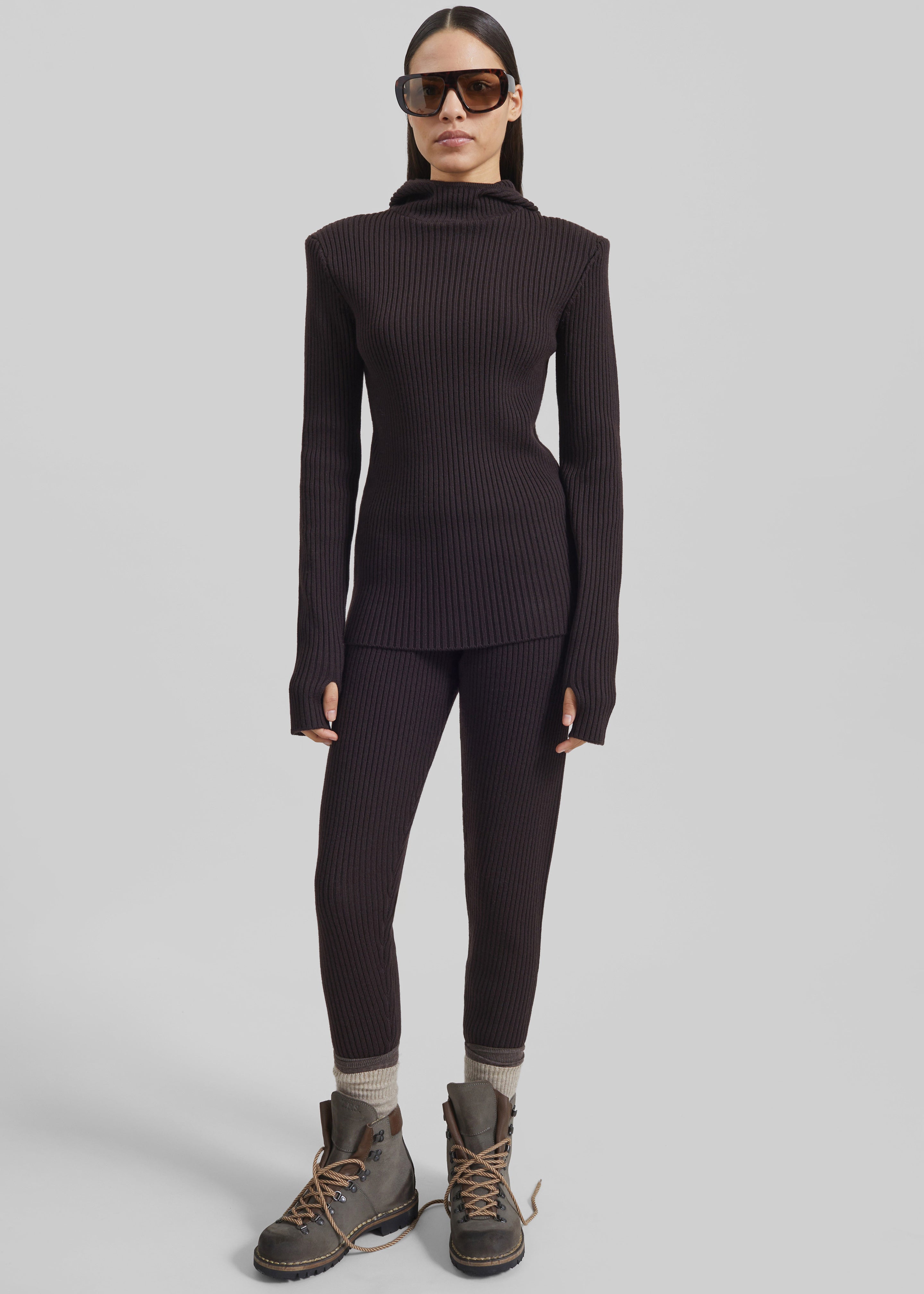 Piuma Knit Stirrup Leggings - Brown - 9