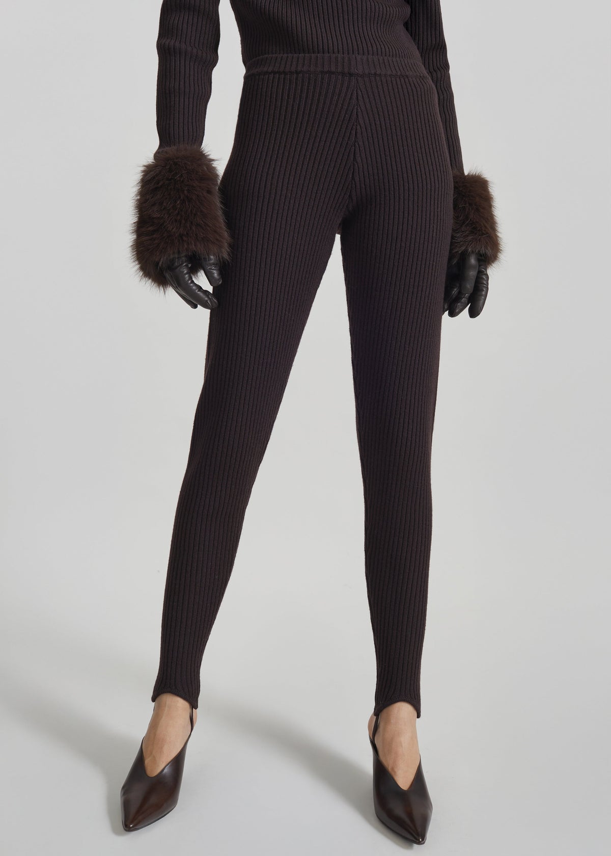 Piuma Knit Stirrup Leggings - Brown - 3