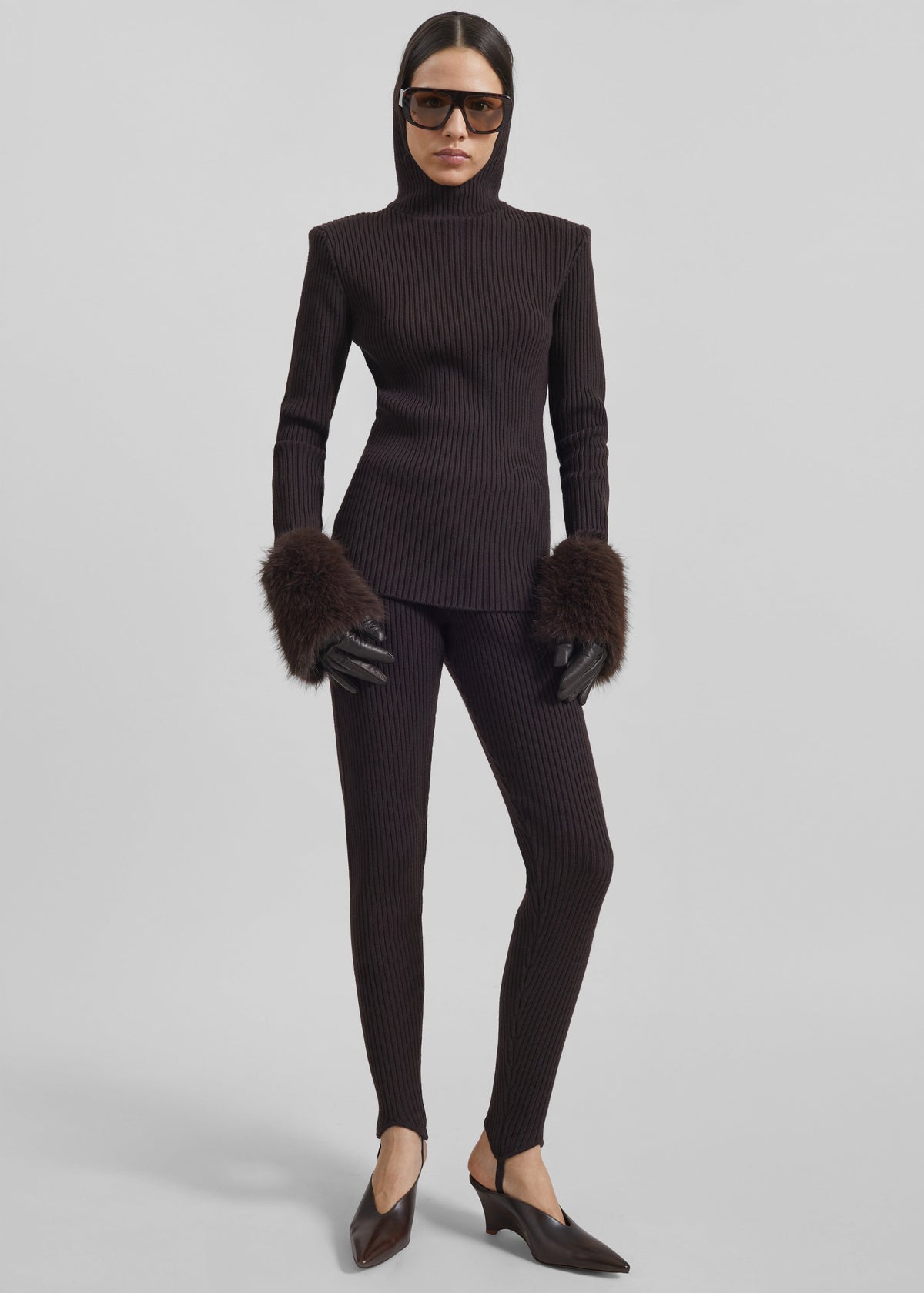 Piuma Knit Stirrup Leggings - Brown - 7