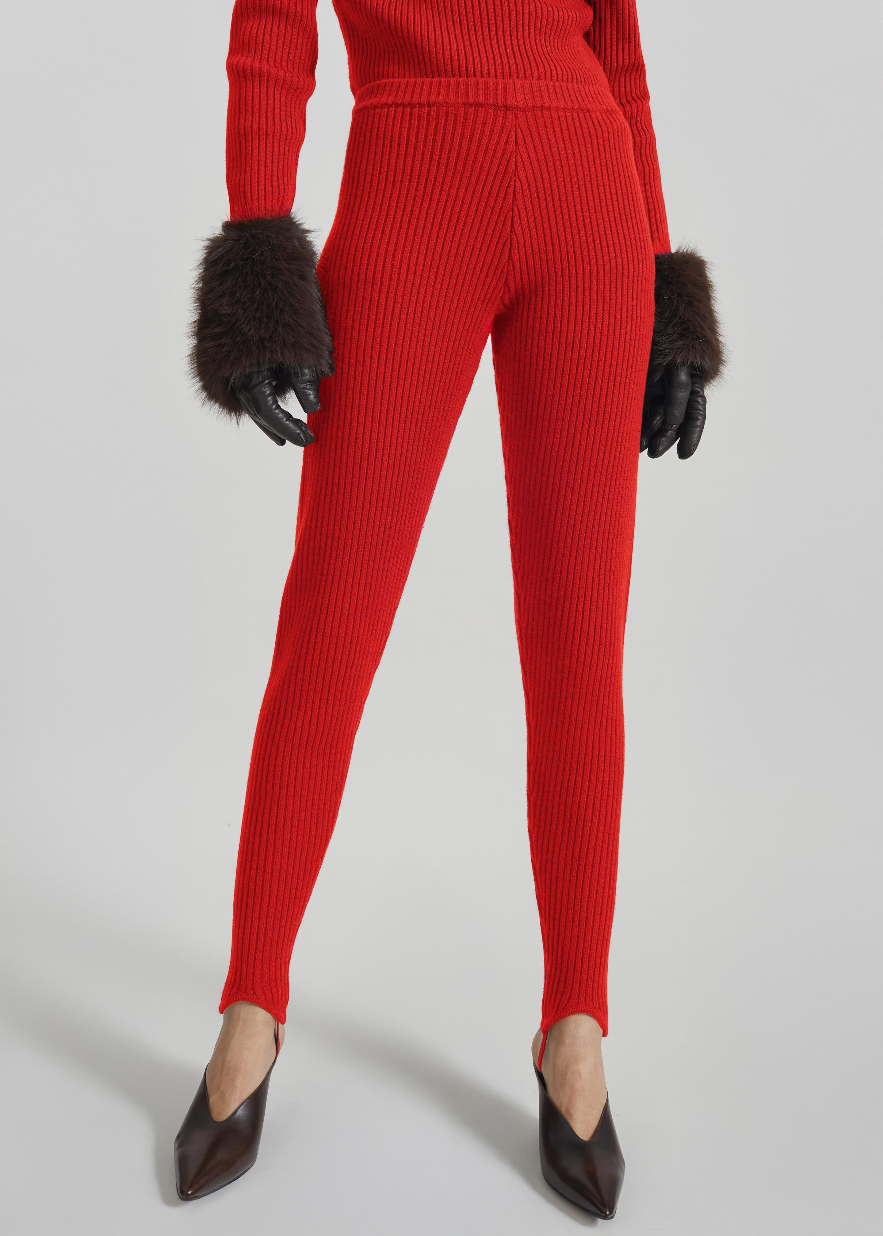 Piuma Knit Stirrup Leggings - Red - 3