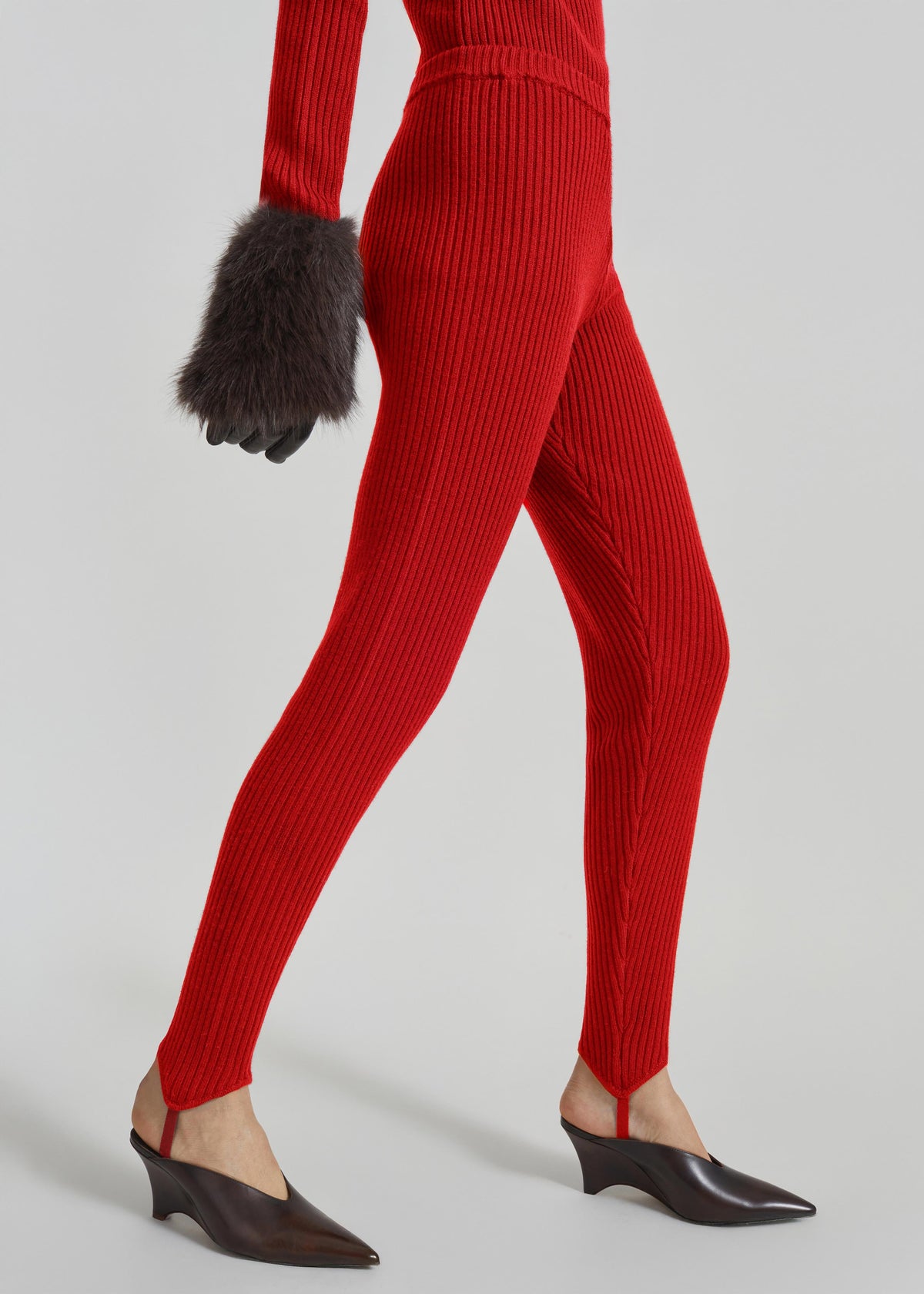 Piuma Knit Stirrup Leggings - Red - 1