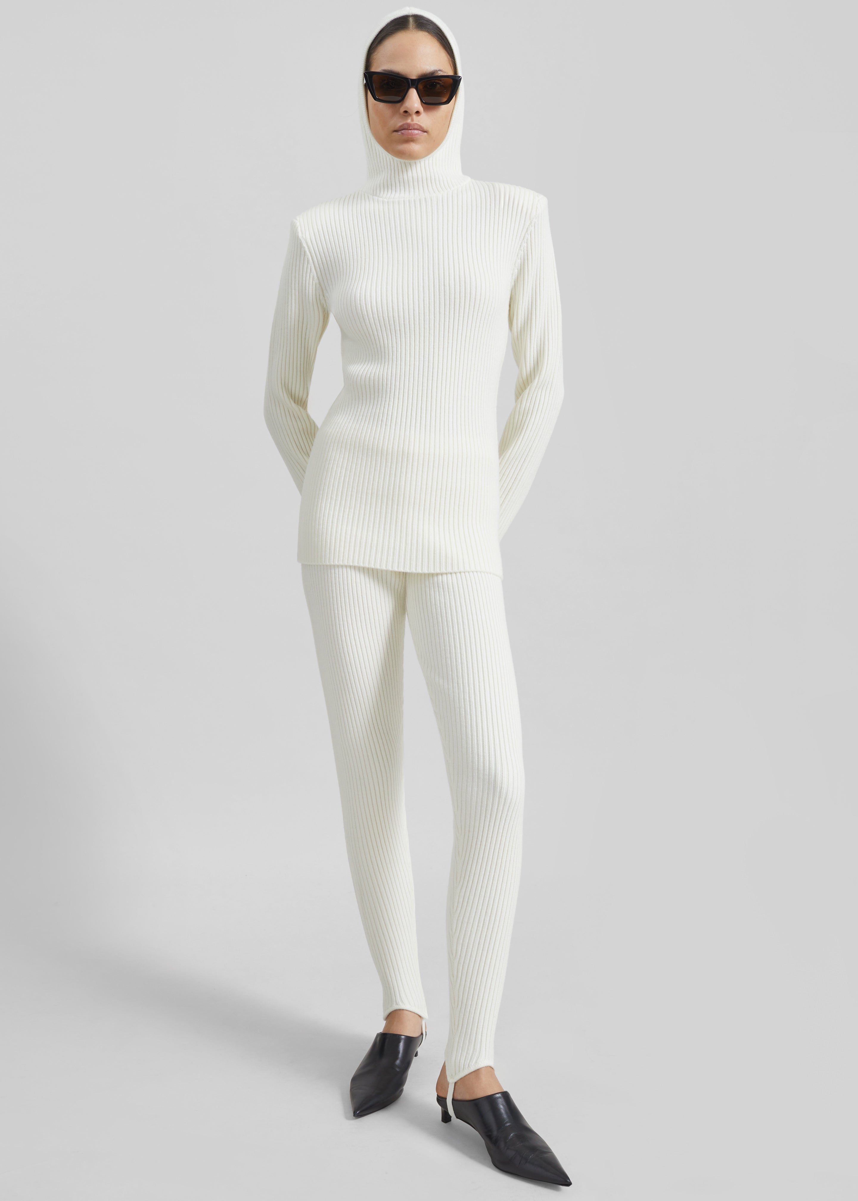 Piuma Knit Stirrup Leggings - White - 6