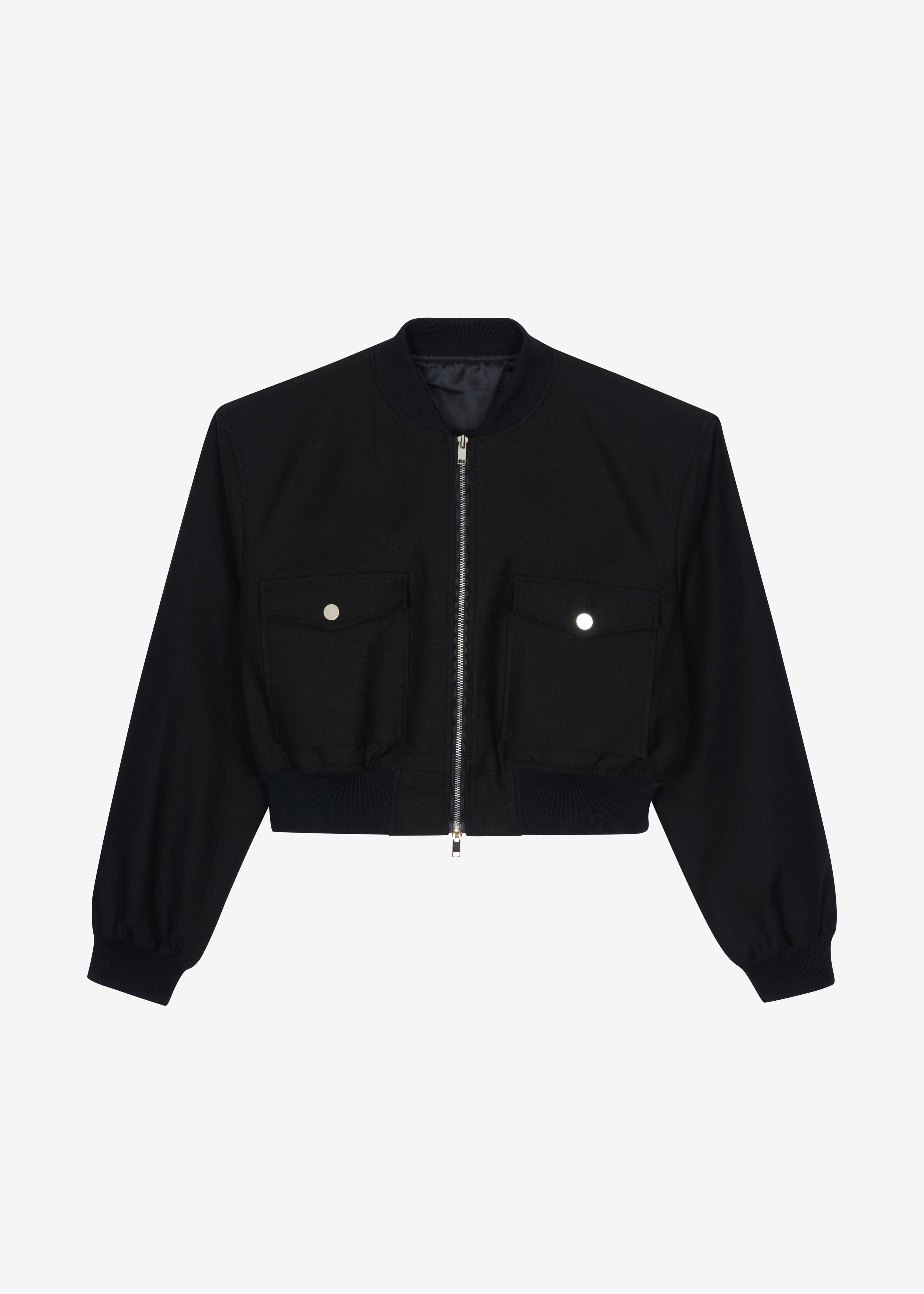 Pomona Crop Bomber Jacket - Black - 8