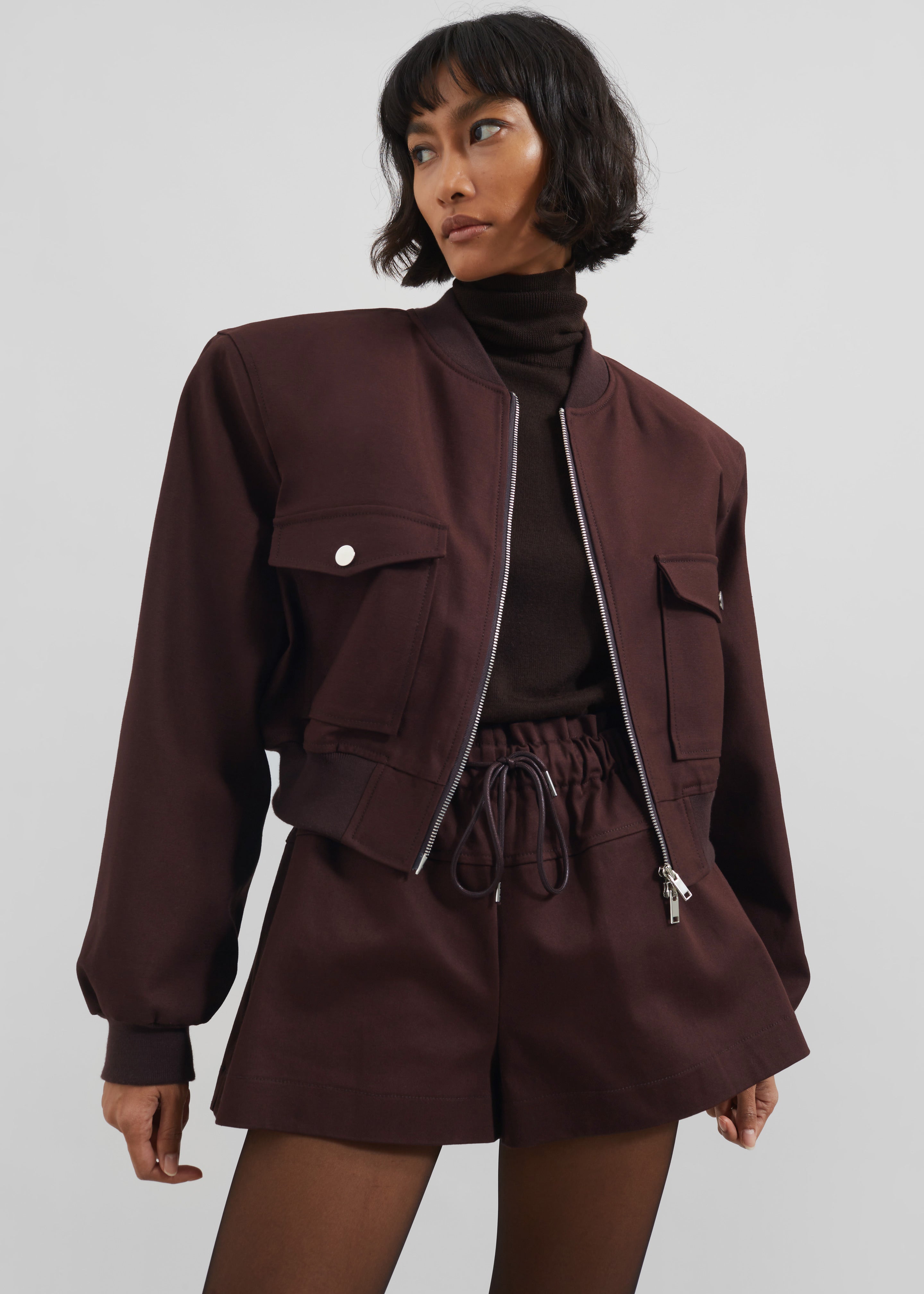 Pomona Crop Bomber Jacket - Burgundy - 7