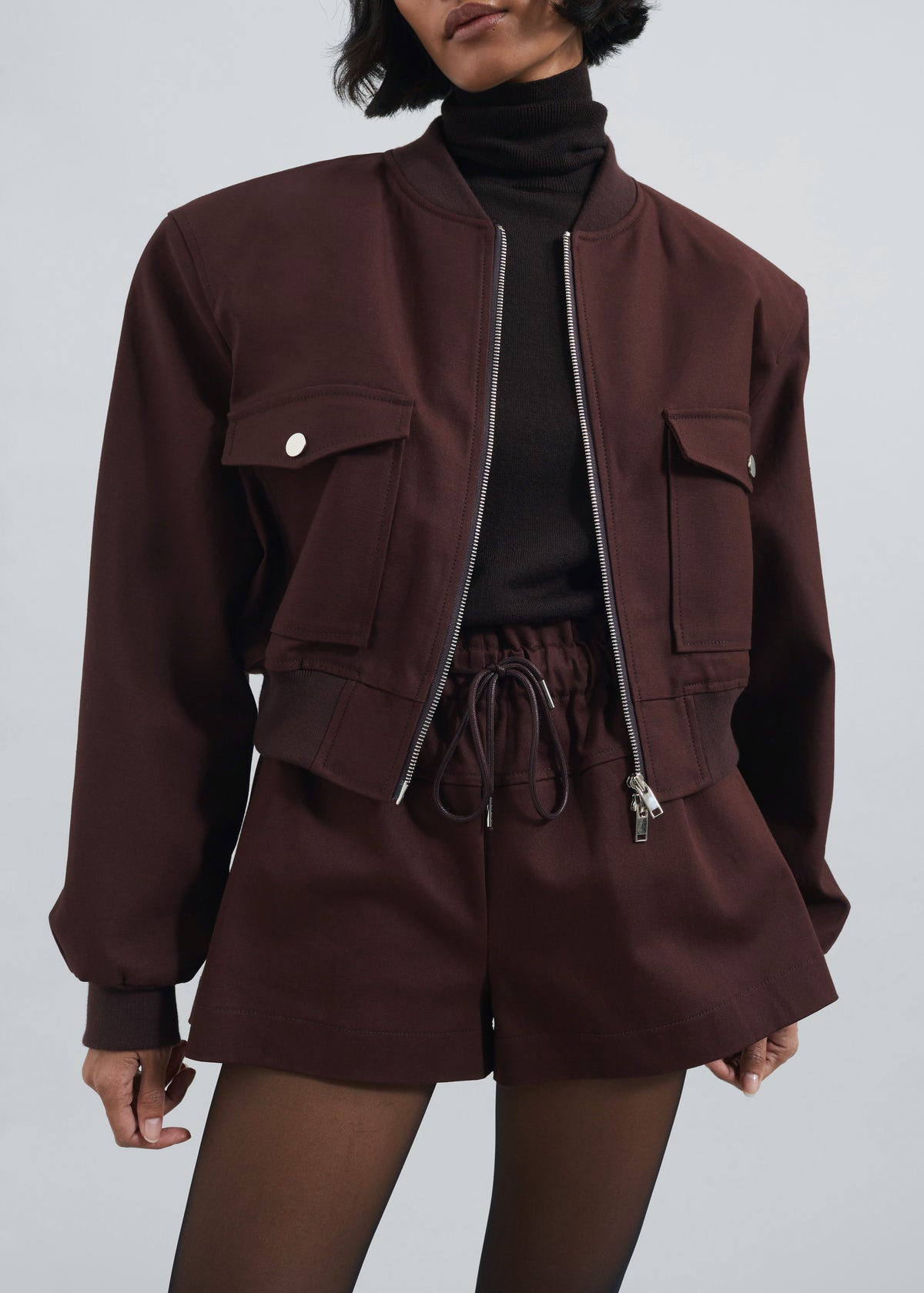 Pomona Crop Bomber Jacket - Burgundy - 3