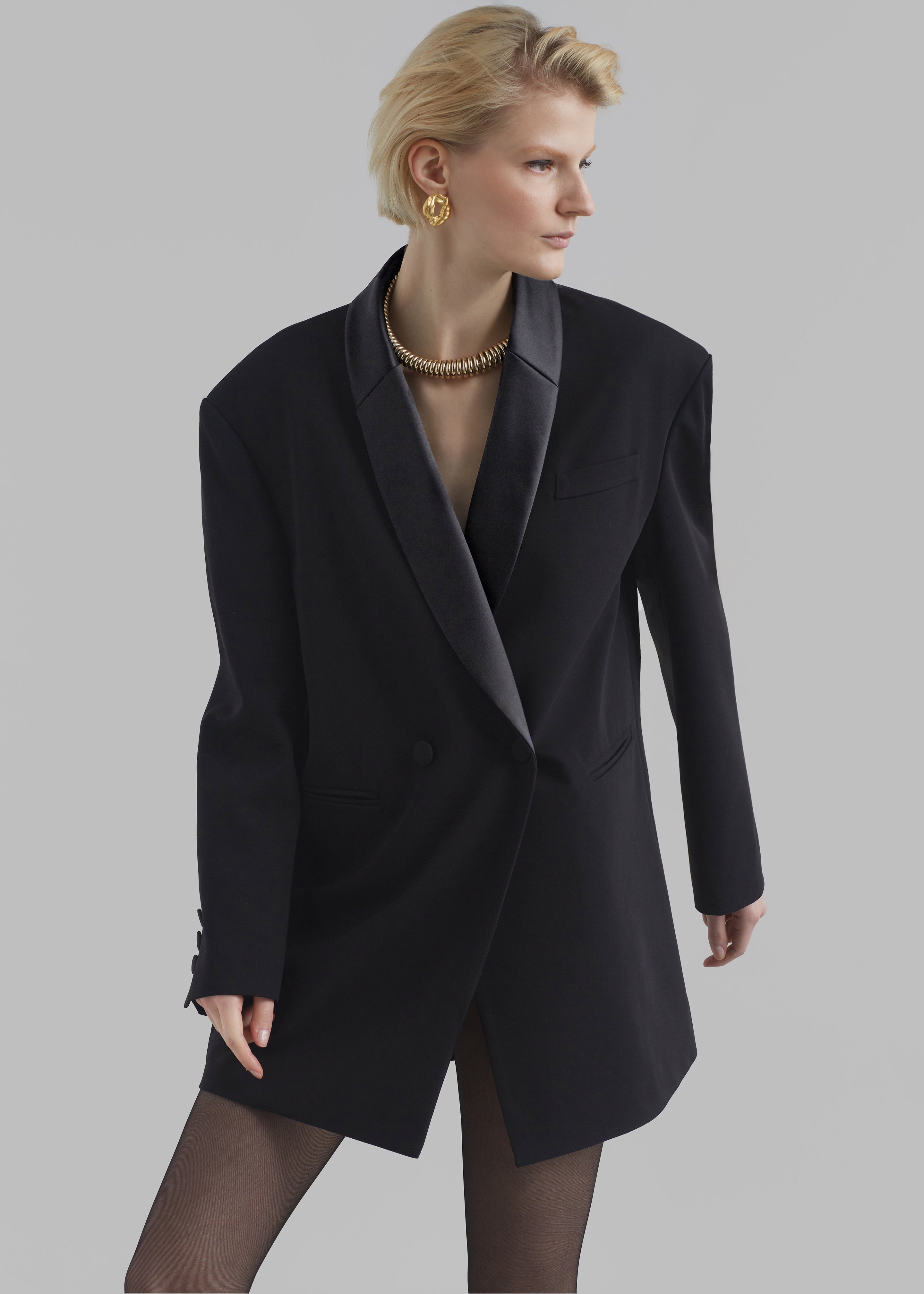 Poppy Satin Collar Blazer - Black – Frankie Shop Europe