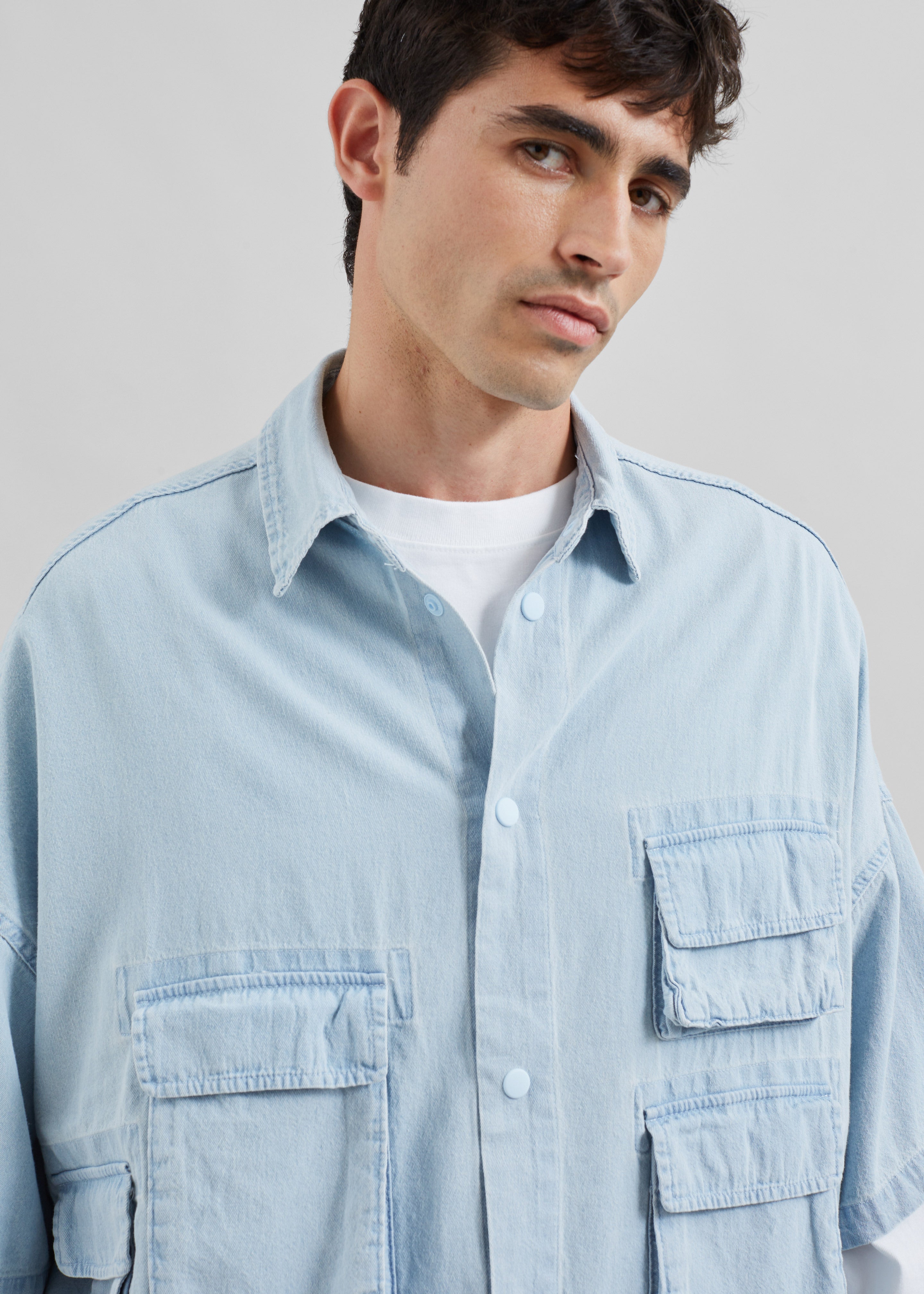 Porter Denim Cargo Shirt - Light Wash - 4