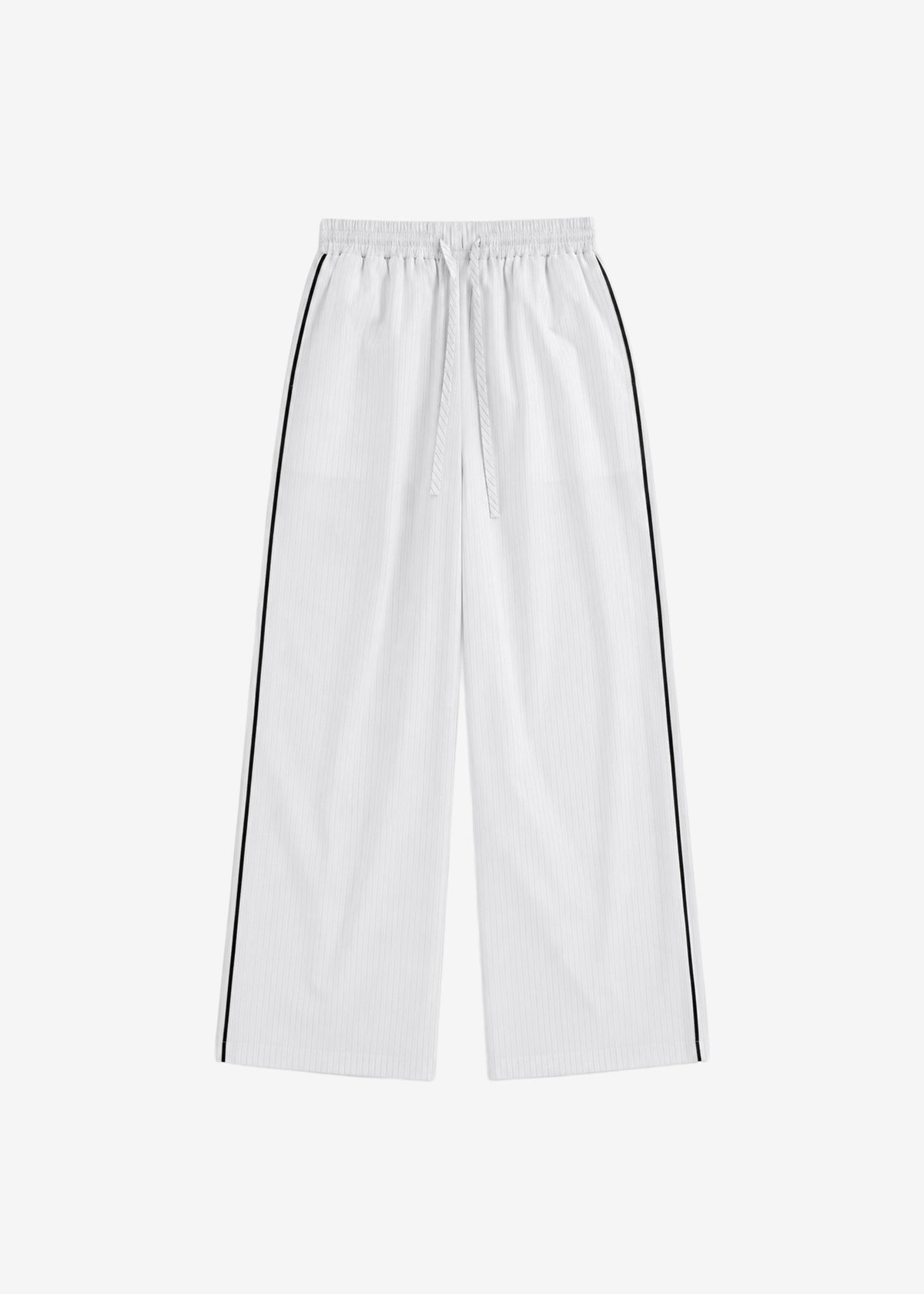 Porto Contrast Piped Pants - White/Black Stripe - 10