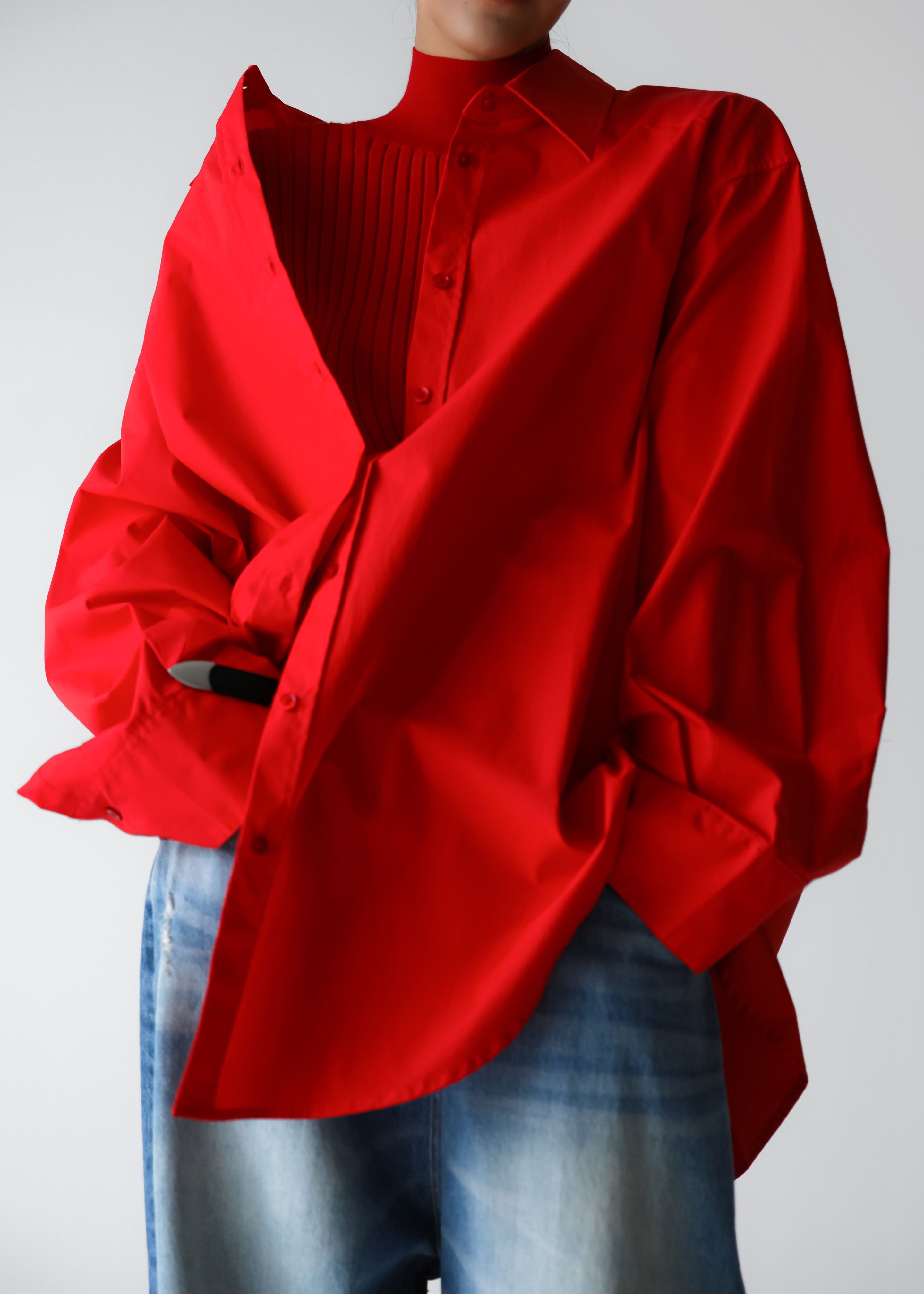 Prato Button Up Shirt - Red - 7