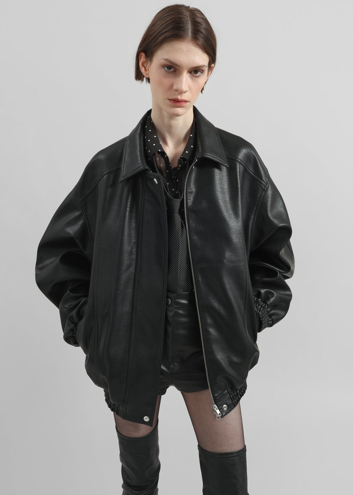 Prescott Faux Leather Jacket - Black - 1