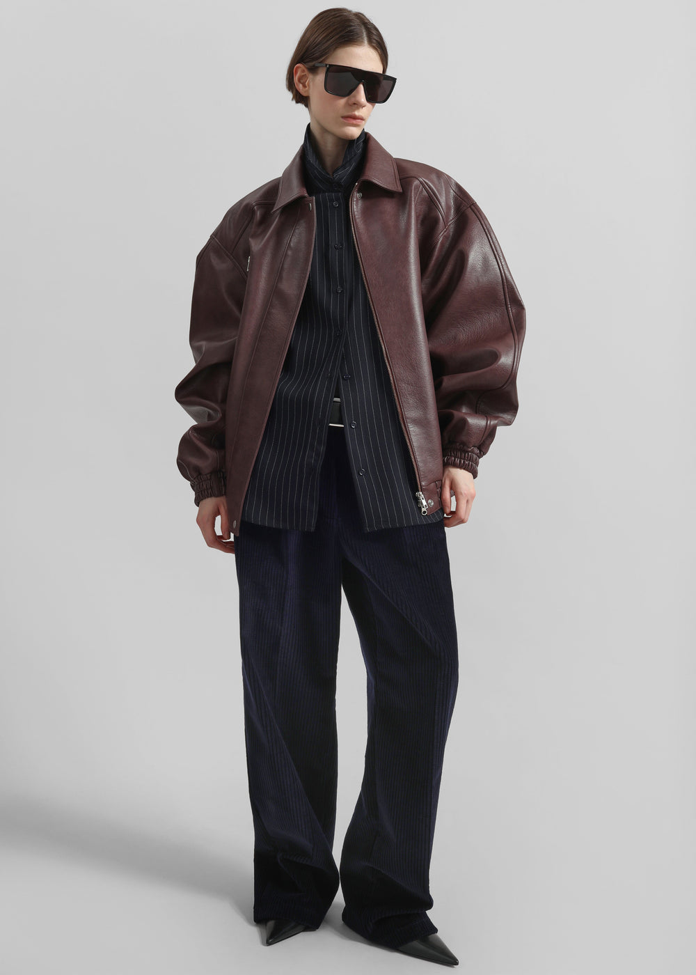 Prescott Faux Leather Jacket - Burgundy - 1