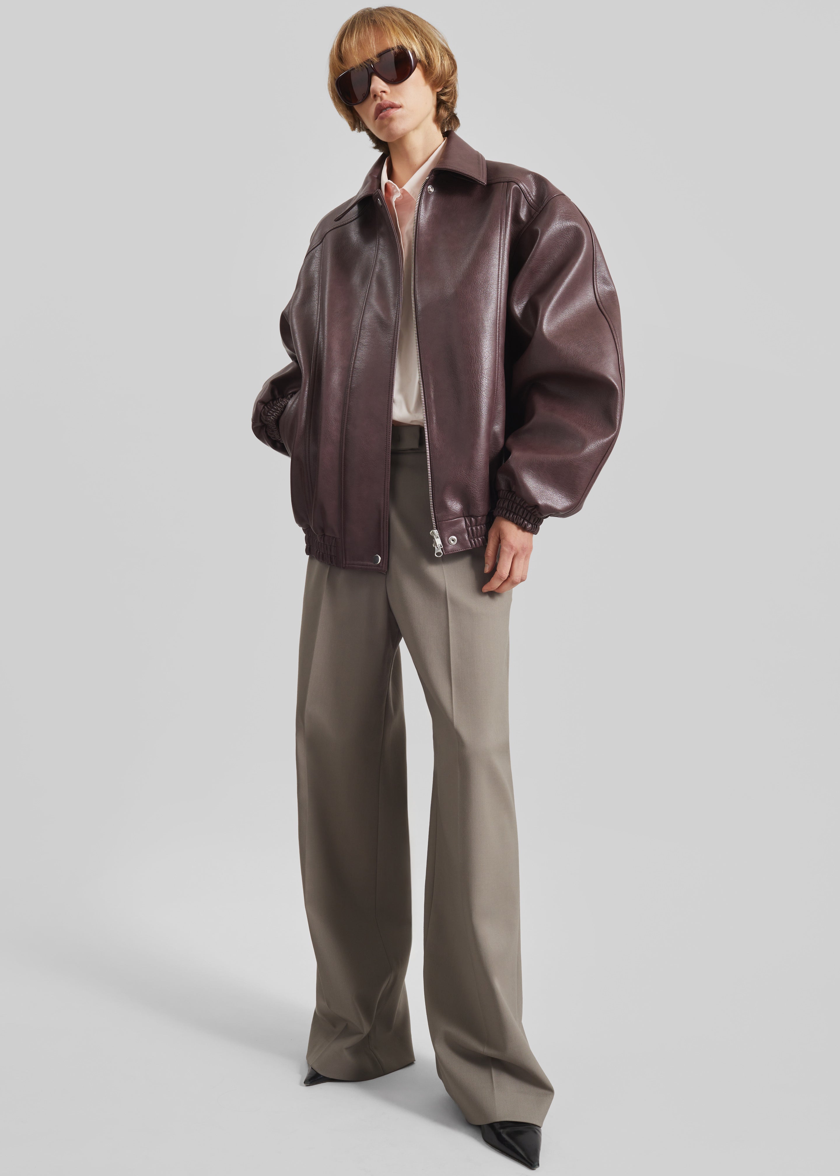 Prescott Faux Leather Jacket - Burgundy - 6
