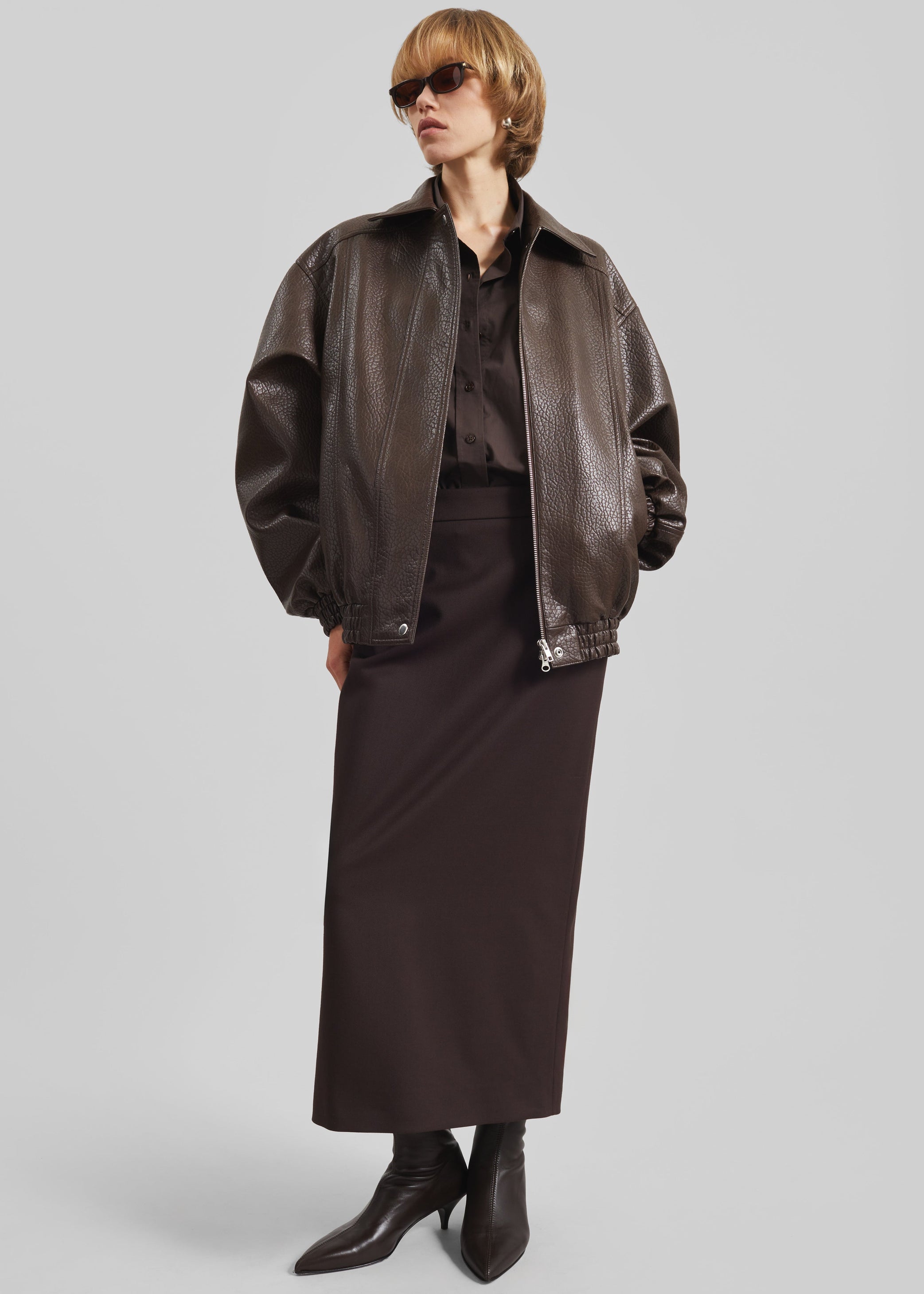 Shop the look image for Prescott Grained Faux Leather Jacket - Brown