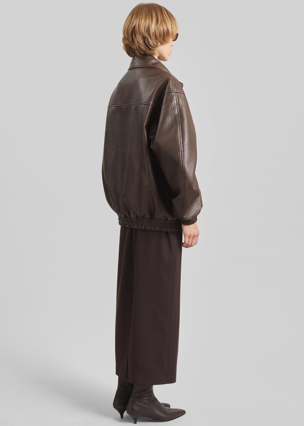Prescott Grained Faux Leather Jacket - Brown - 8