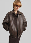 Prescott Grained Faux Leather Jacket - Brown