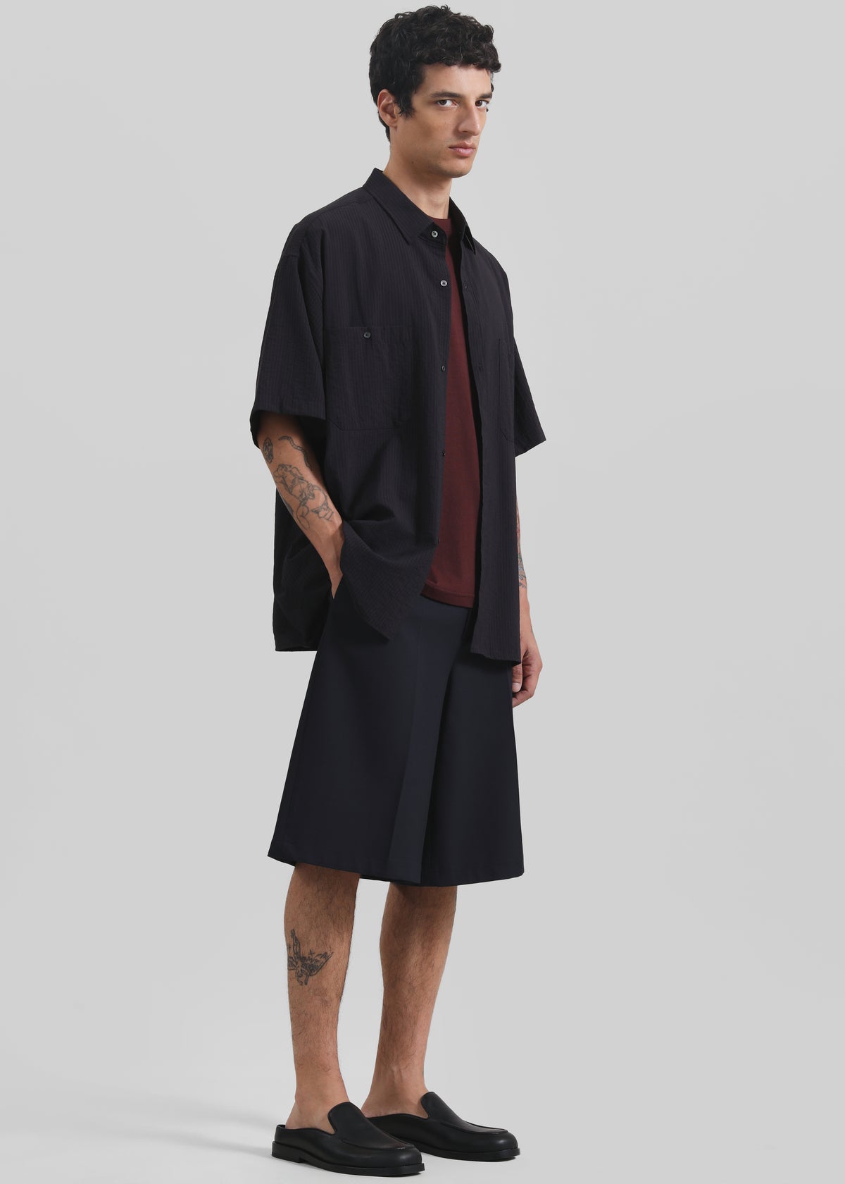 Preston Fluid Striped Shirt - Black - 6