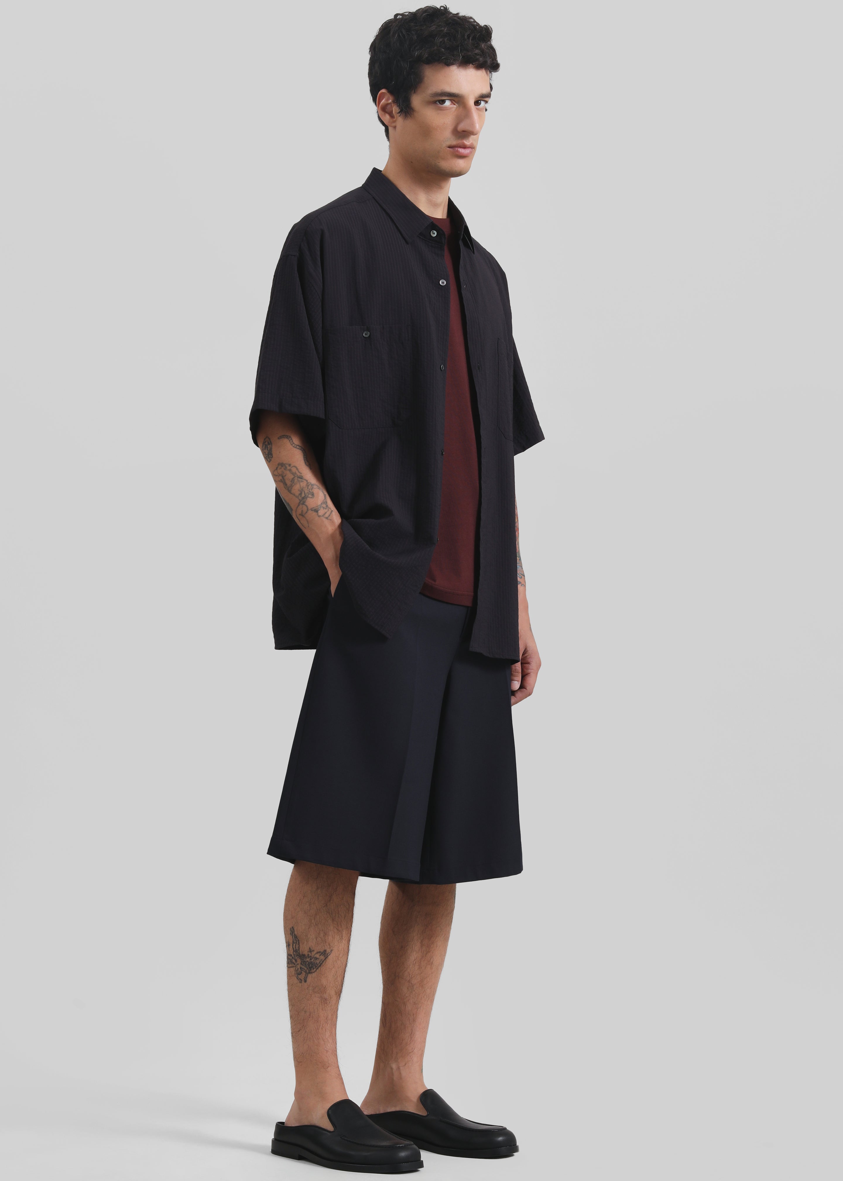 Preston Fluid Striped Shirt - Black - 6