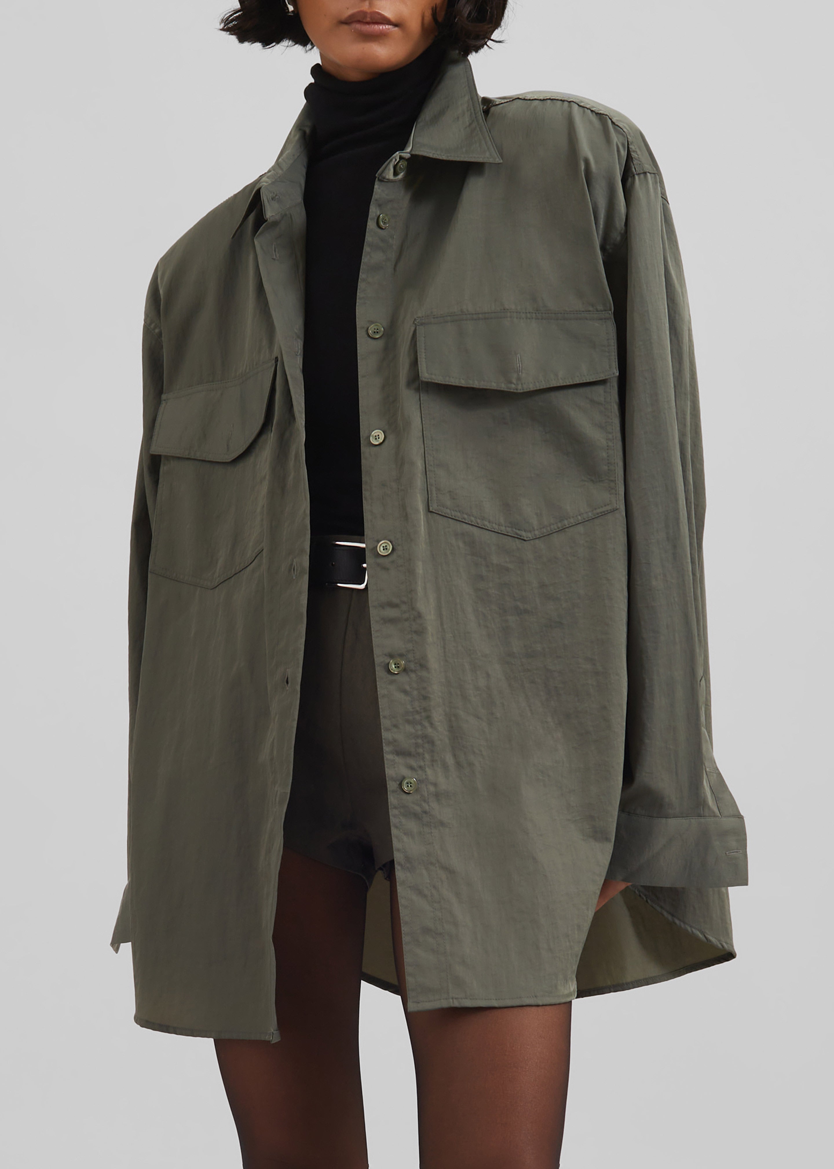 Prilly Oversized Shirt - Khaki - 5