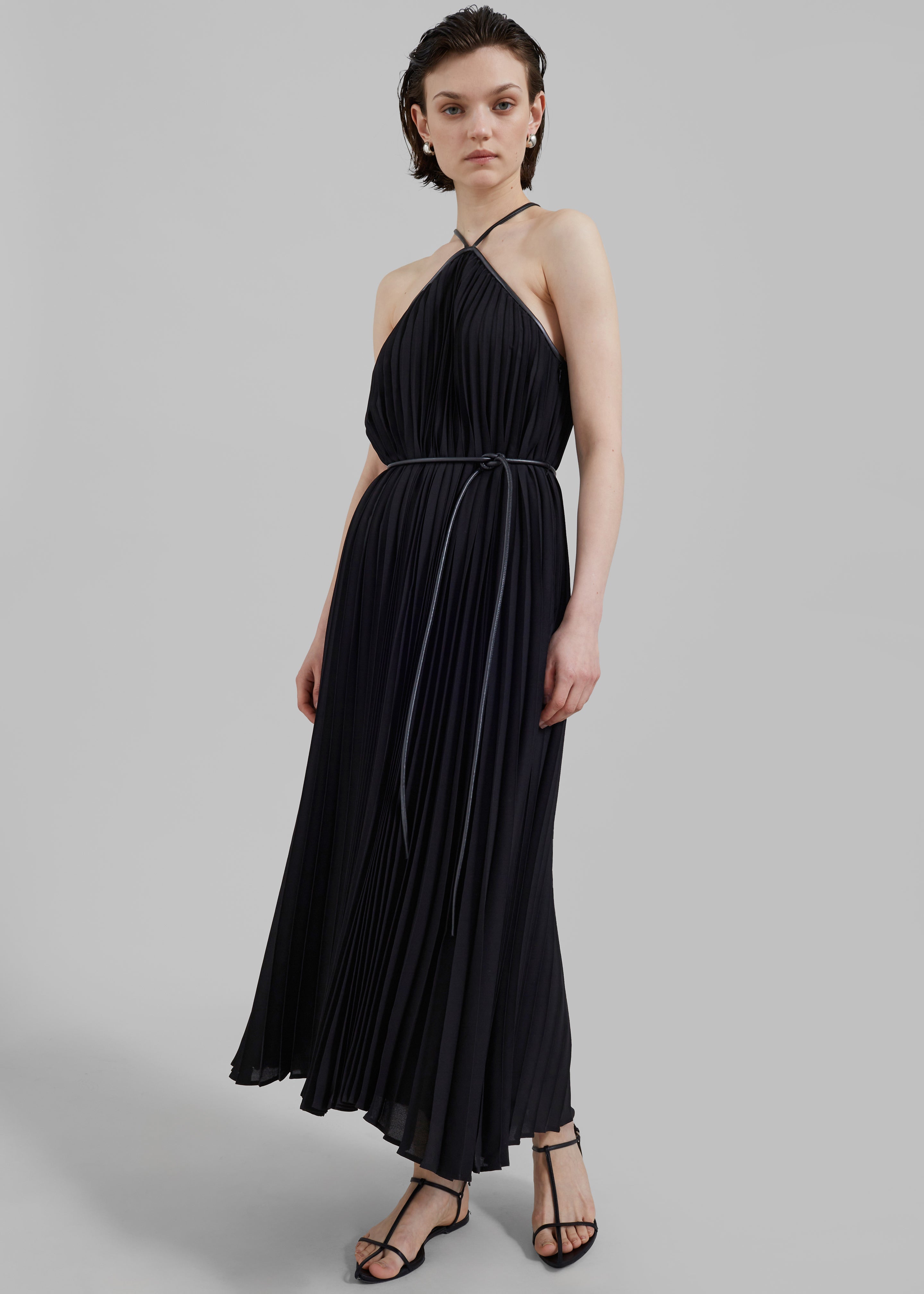 Proenza Schouler White Label Celeste Lightweight Crepe Dress  - Black - 4