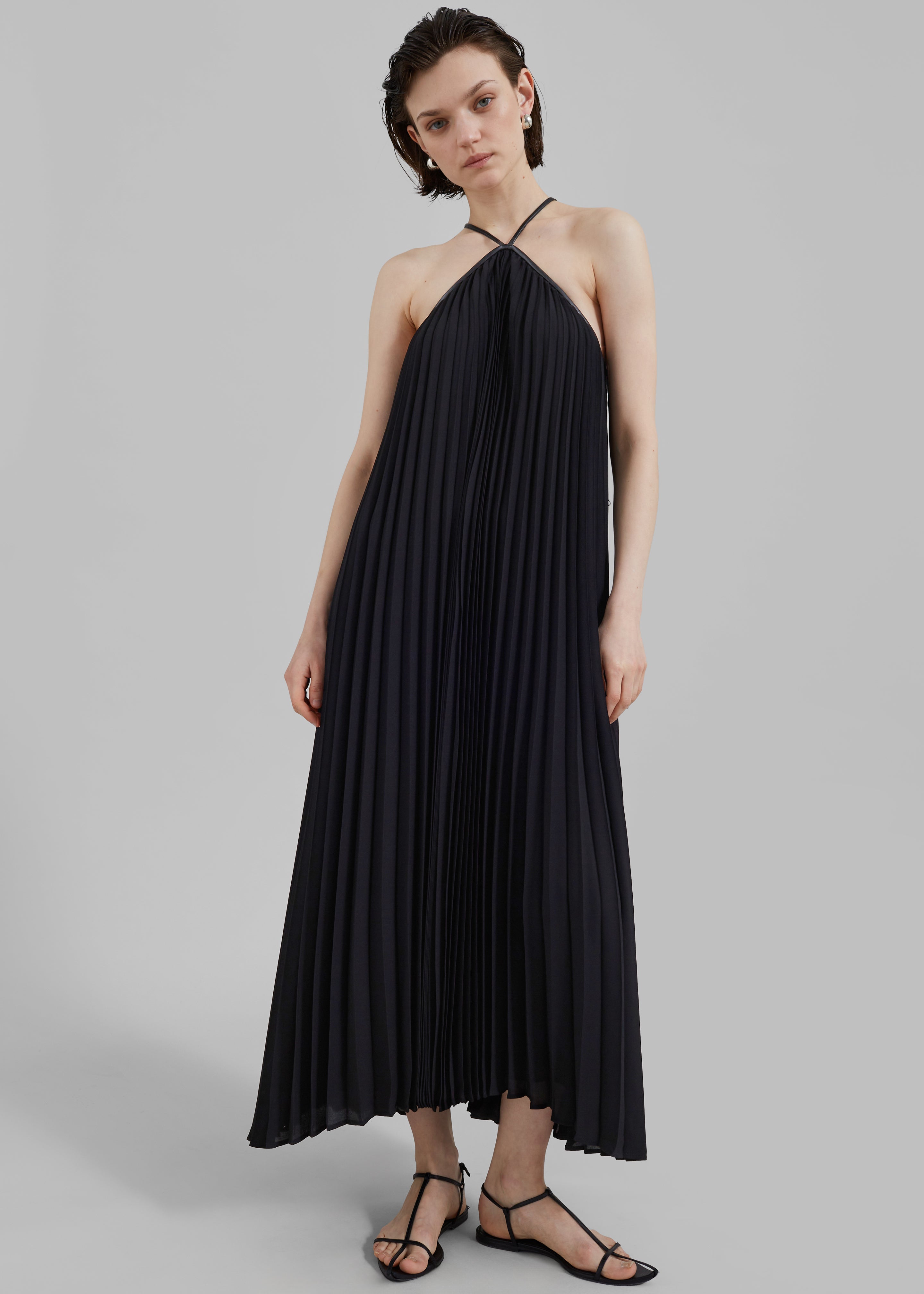 Proenza Schouler White Label Celeste Lightweight Crepe Dress  - Black - 5