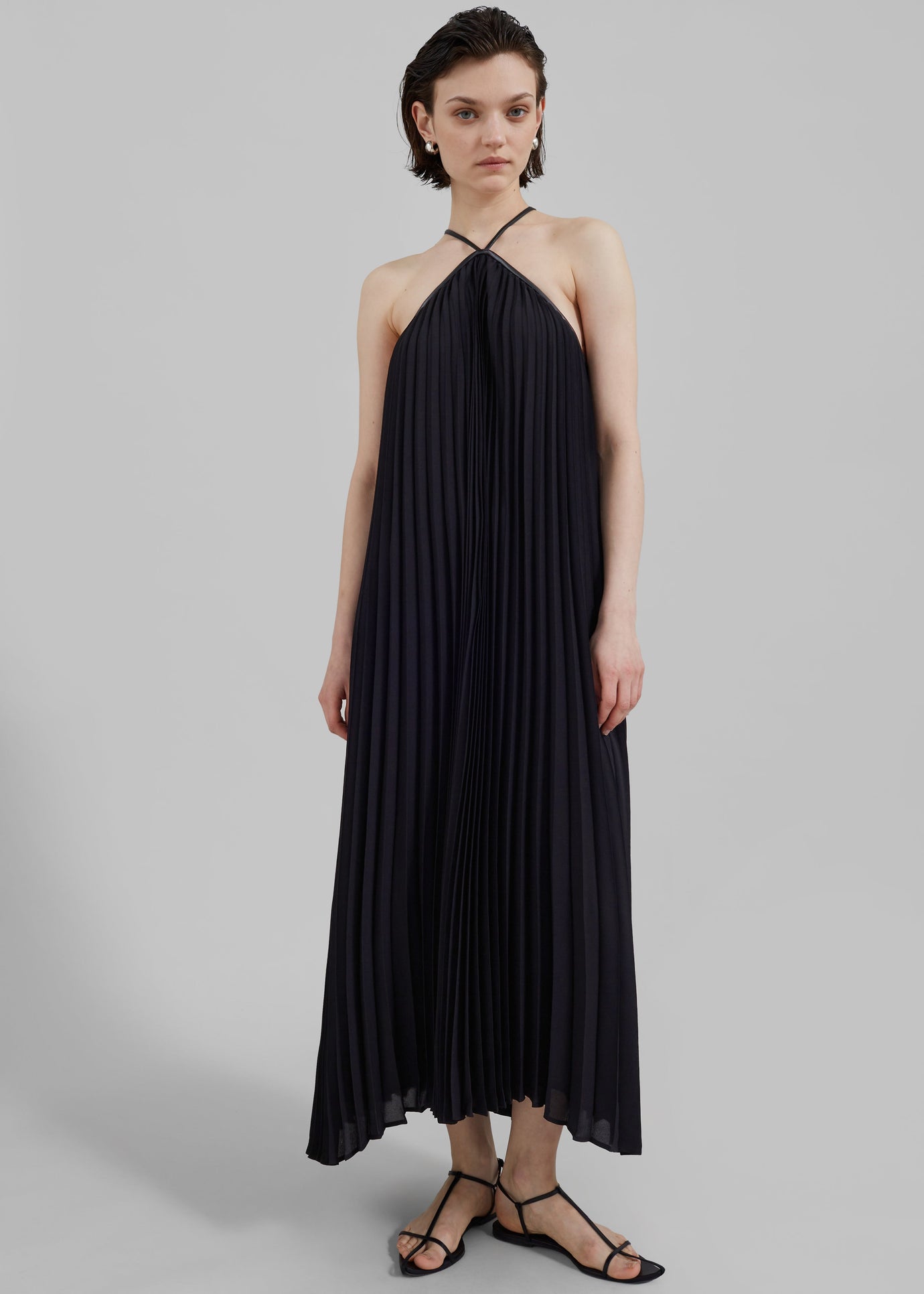 Proenza Schouler White Label Celeste Lightweight Crepe Dress  - Black