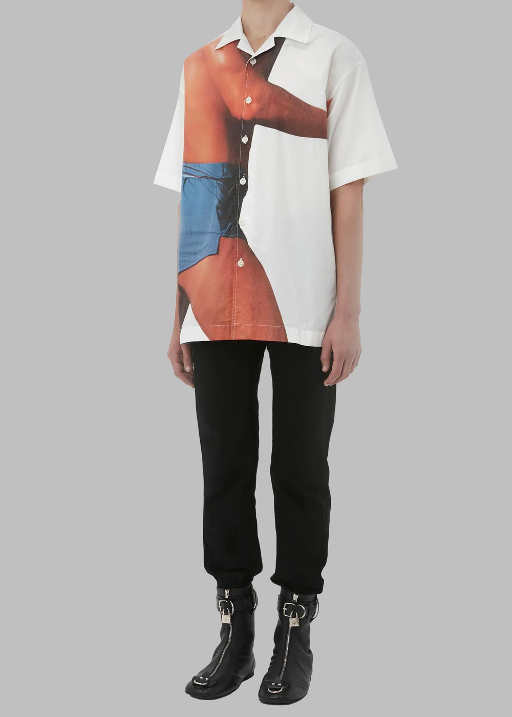 JW Anderson Profile Stud Printed Short Sleeve Shirt - White/Multi - 1