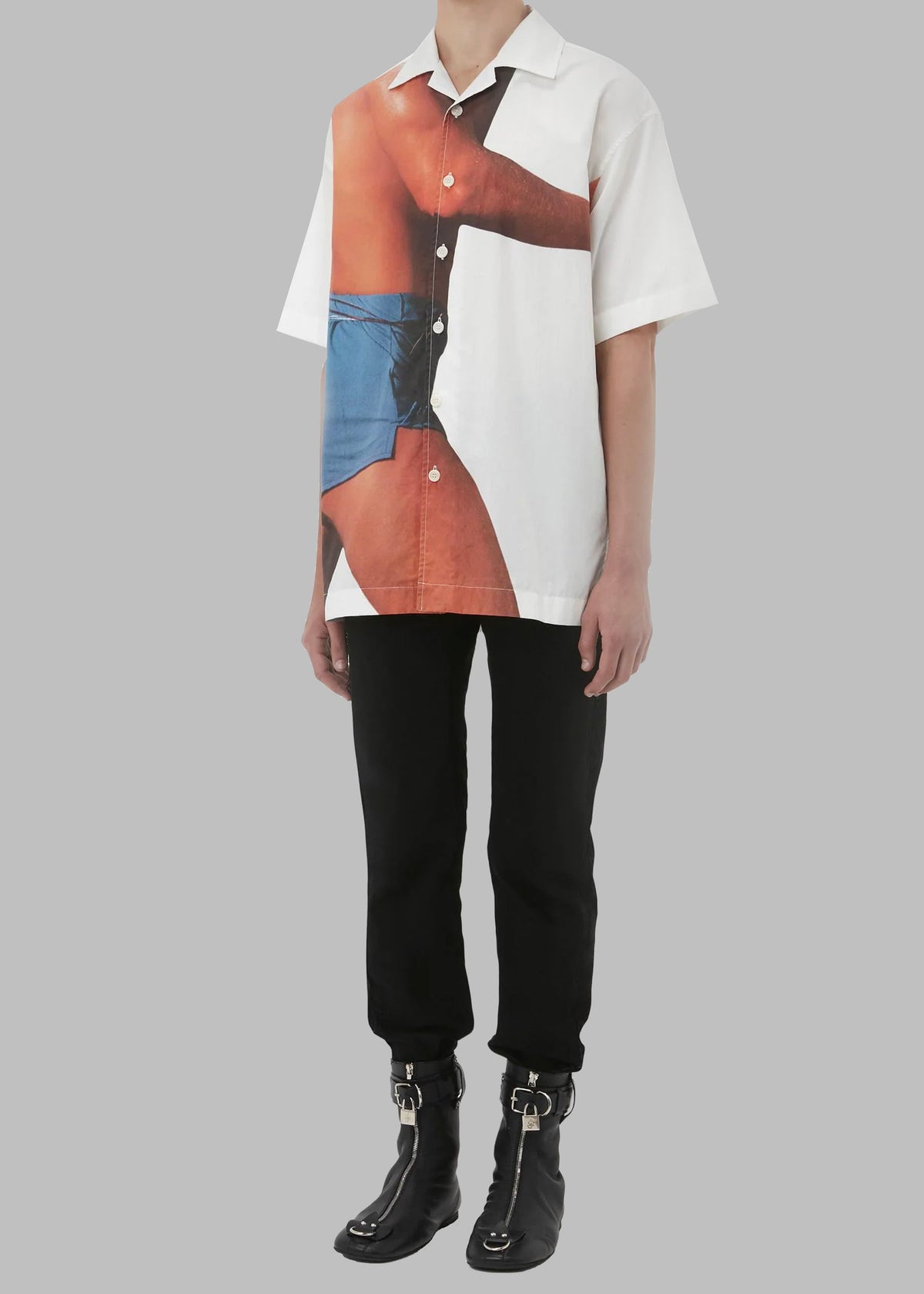 JW Anderson Profile Stud Printed Short Sleeve Shirt - White/Multi - 2