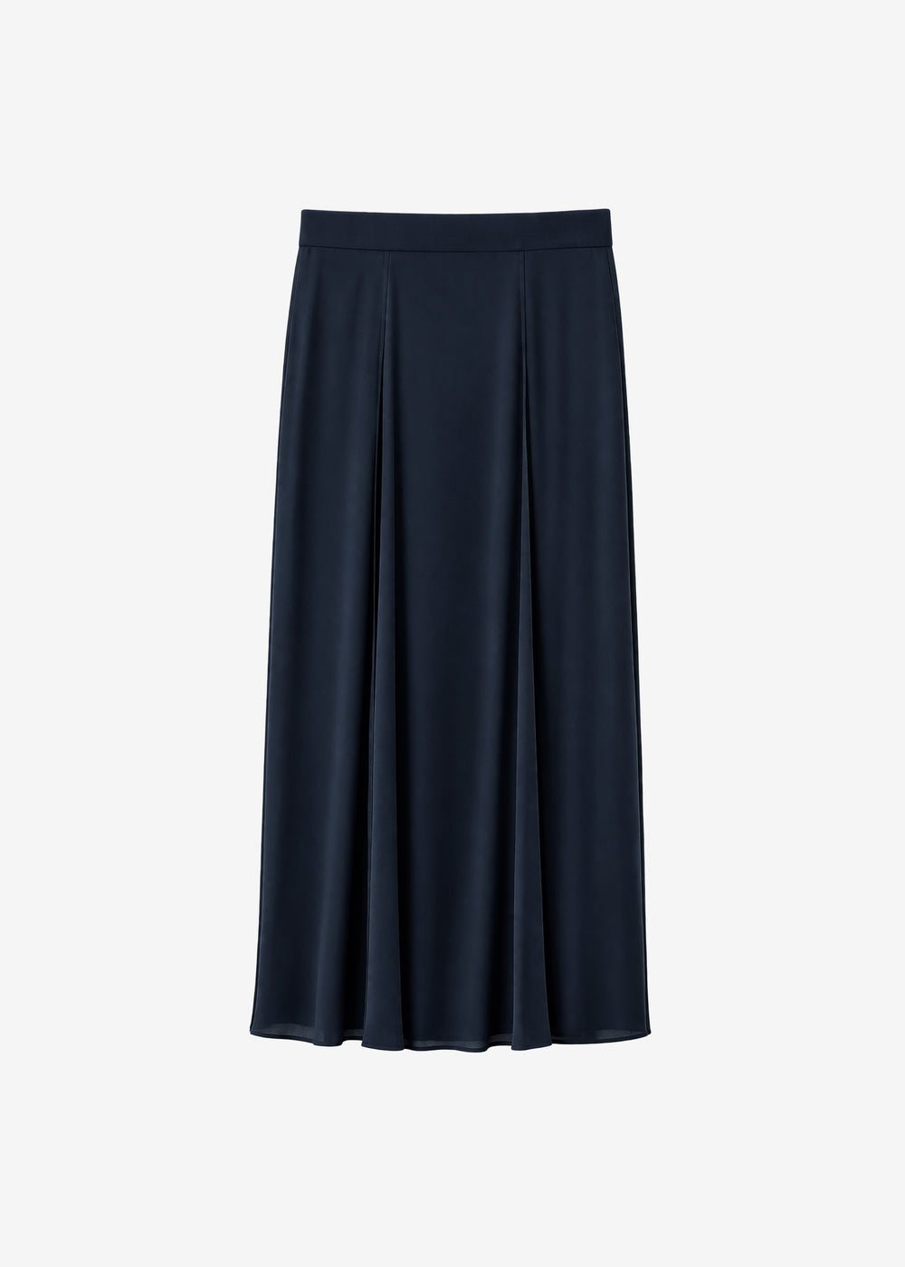 Provence Fluid A-Line Midi Skirt - Navy