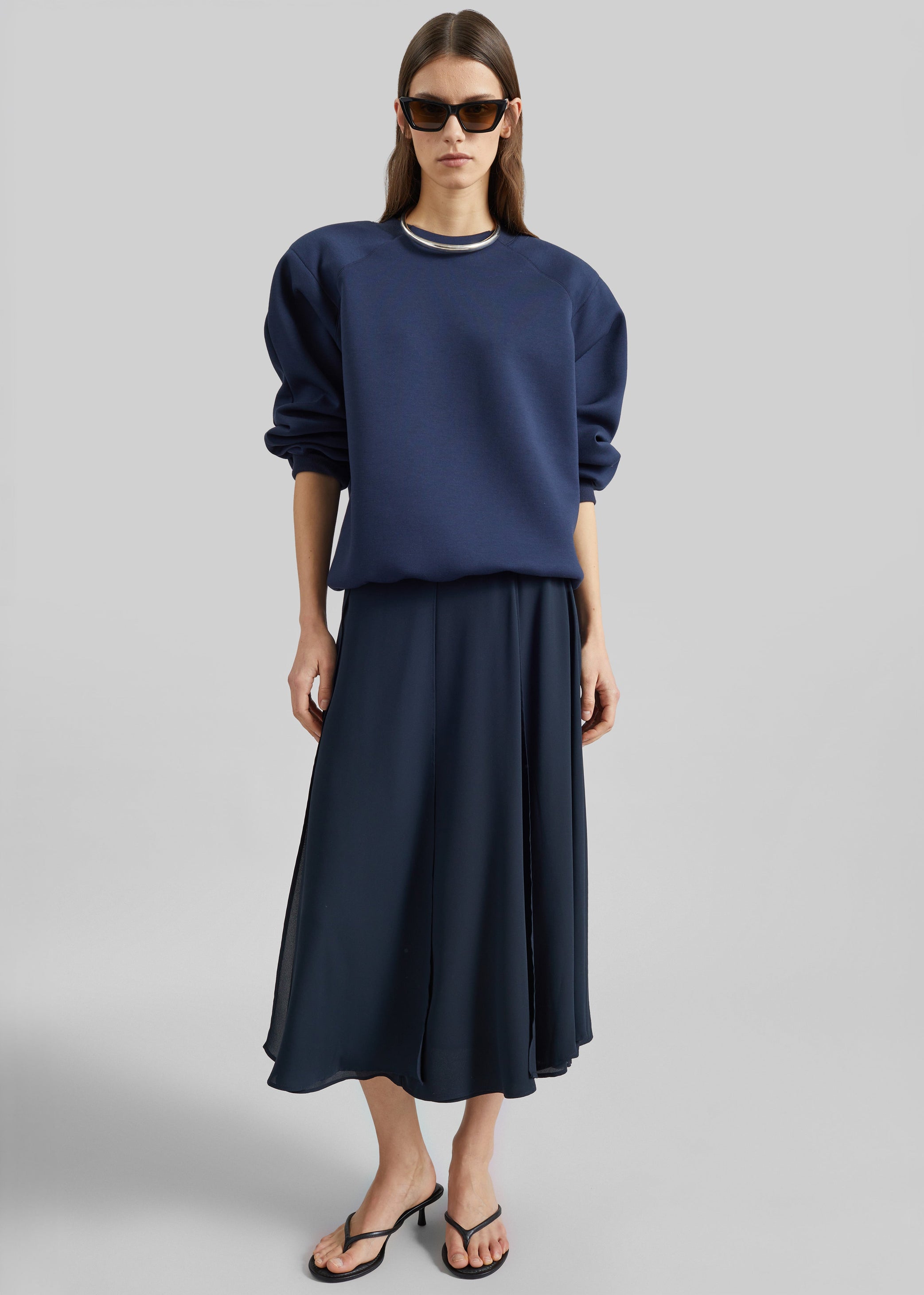 Shop the look image for Provence Fluid A-Line Midi Skirt - Navy