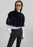 Mantella cropped Prudence in pelliccia sintetica - Nero