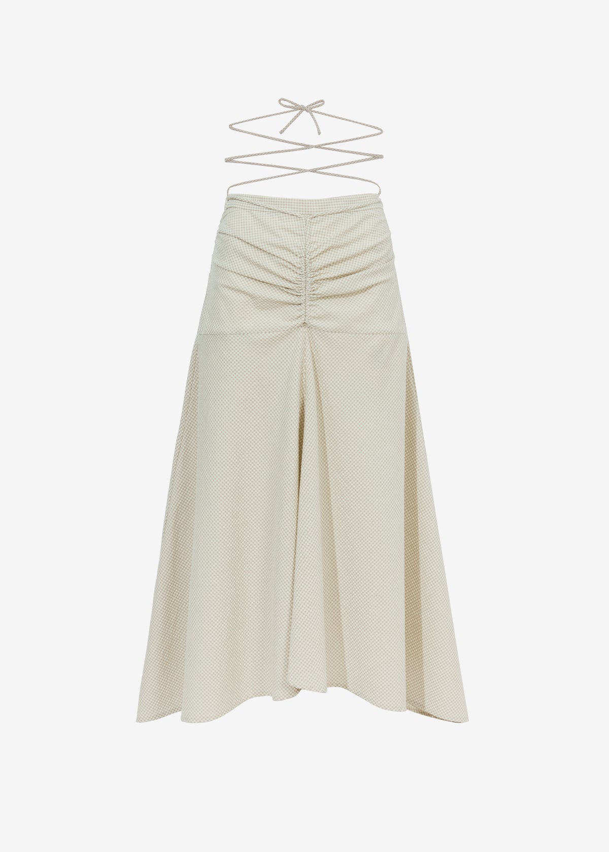 Proenza Schouler White Label Gingham Tie Front Midi Skirt - Buttercream/Fawn - 7
