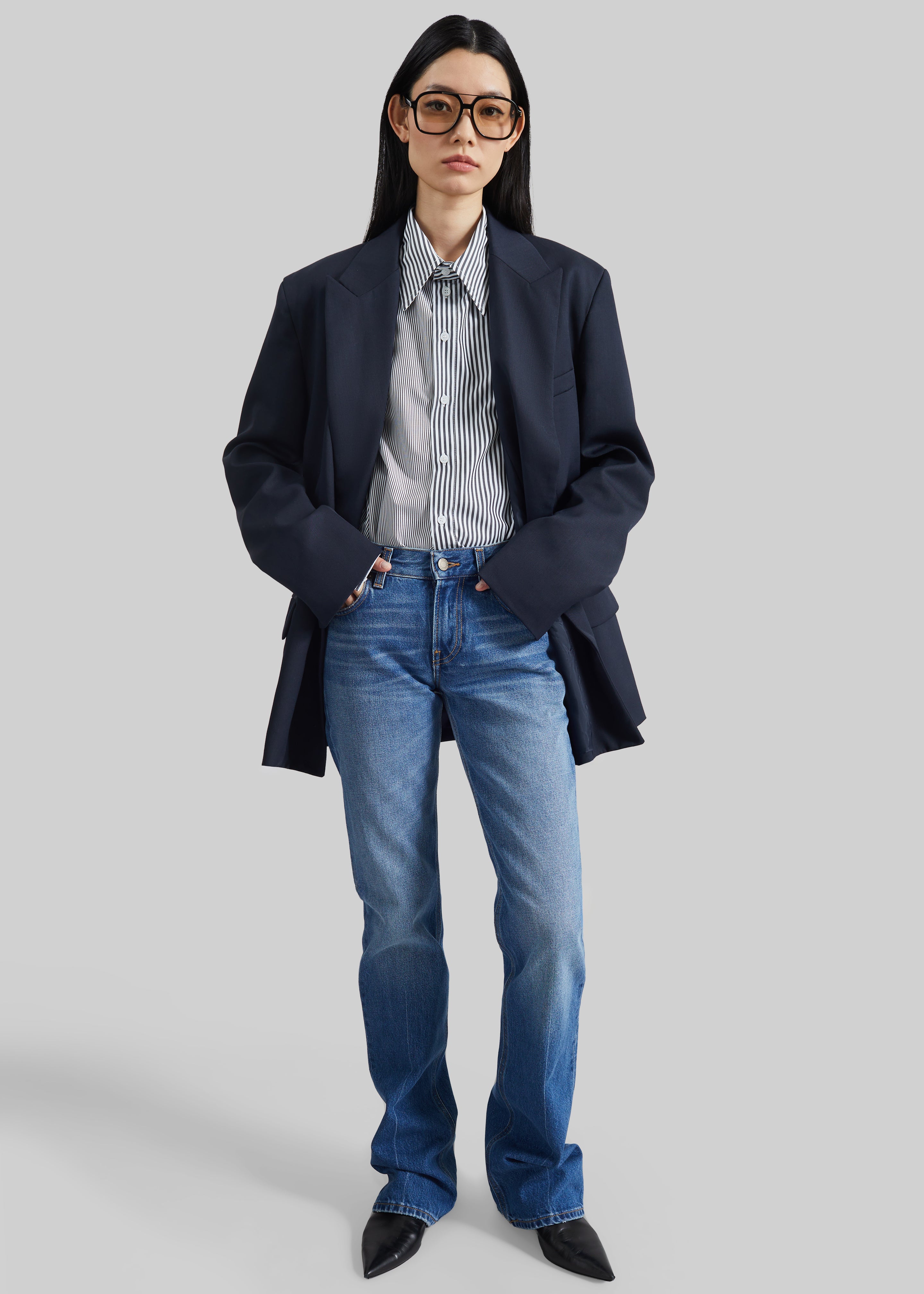 Quillan Button-Down Shirt - White/Black Stripe - 4