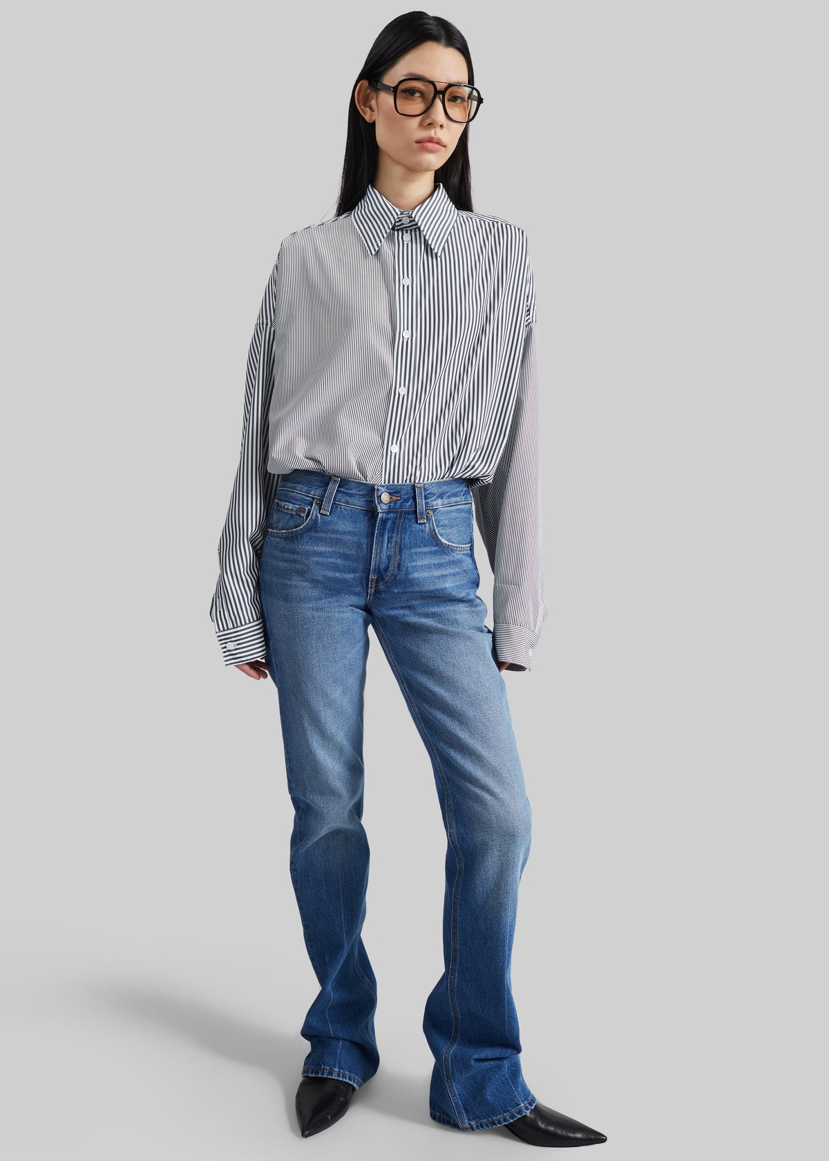 Quillan Button-Down Shirt - White/Black Stripe - 9