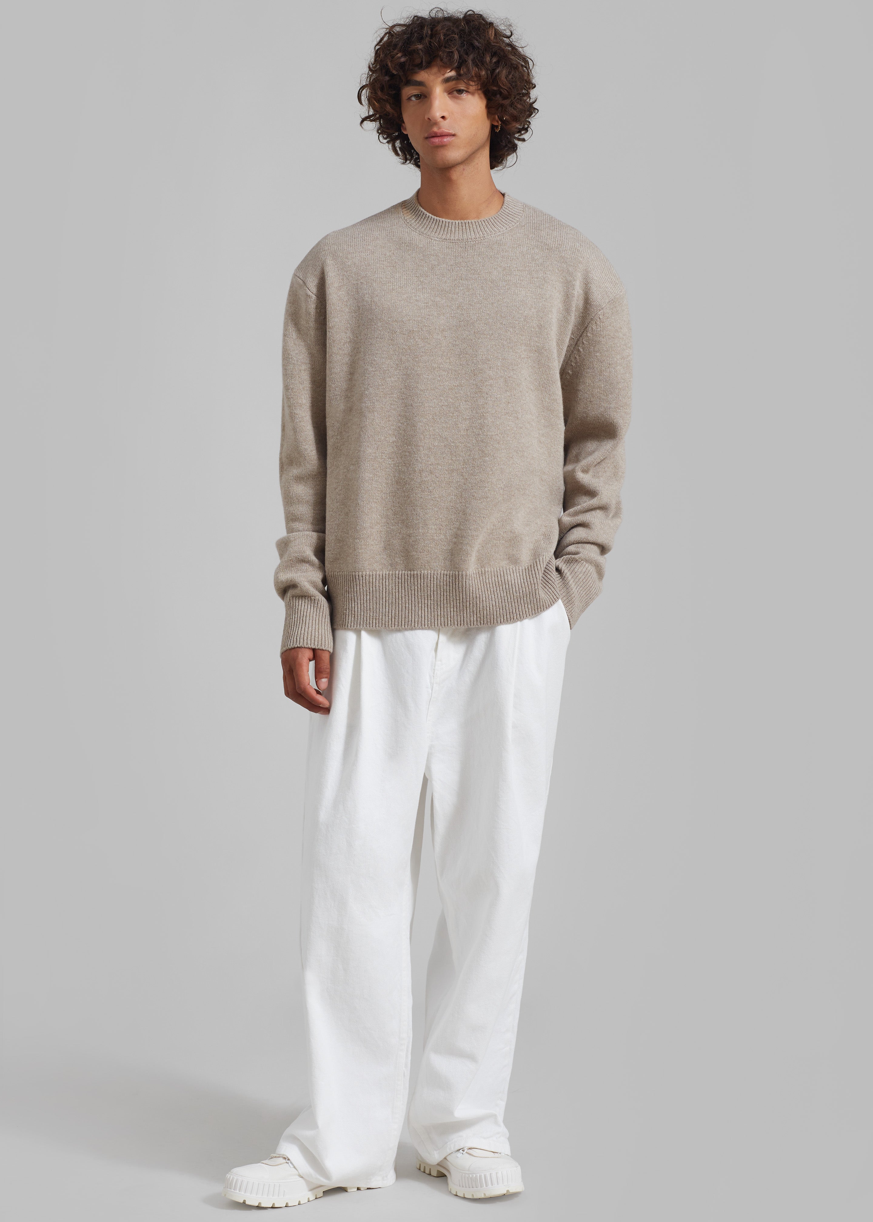 Quinton Crew Neck Sweater - Beige Melange - 8 - [gender-male]