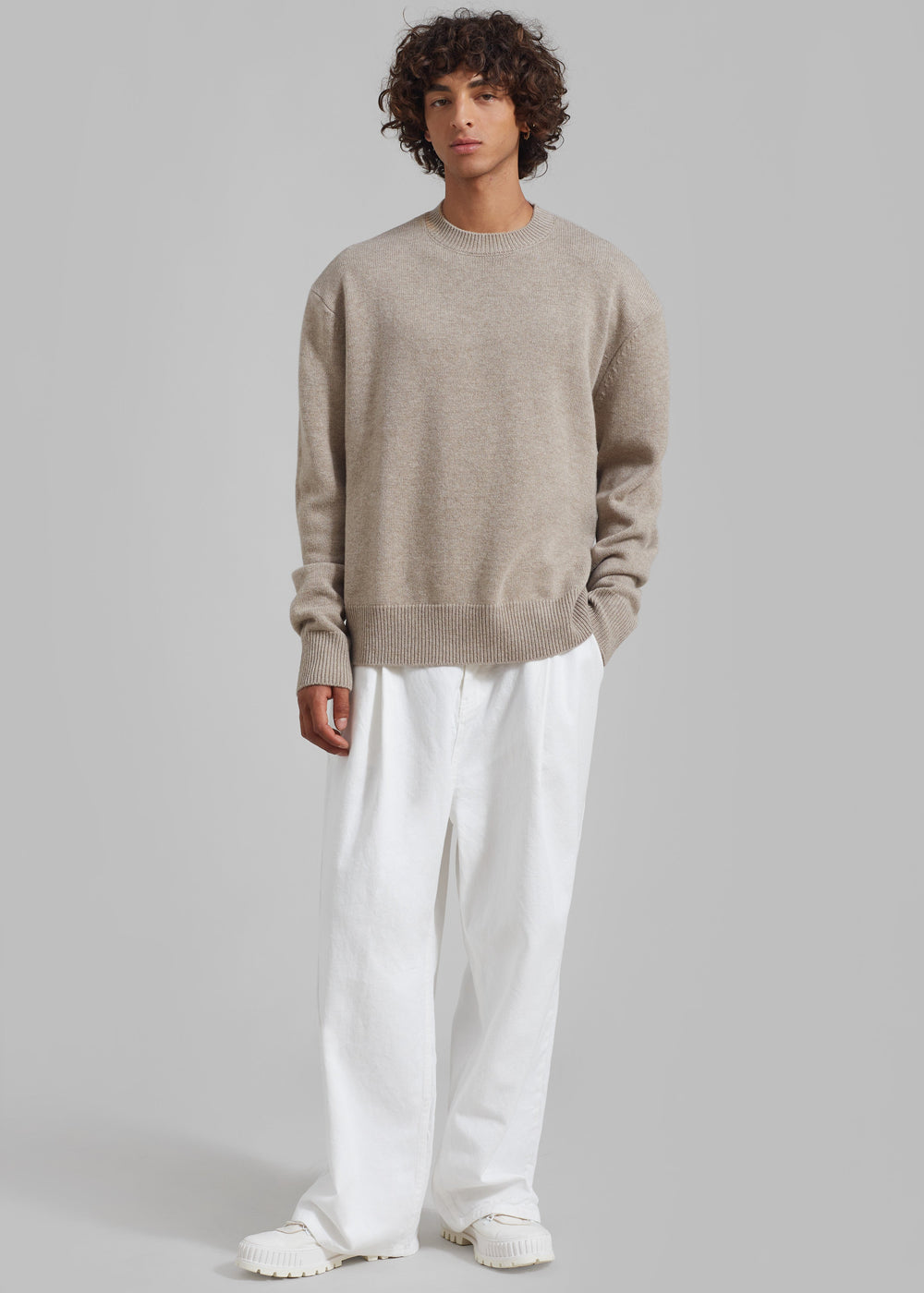 Quinton Crew Neck Sweater - Beige Melange - 1