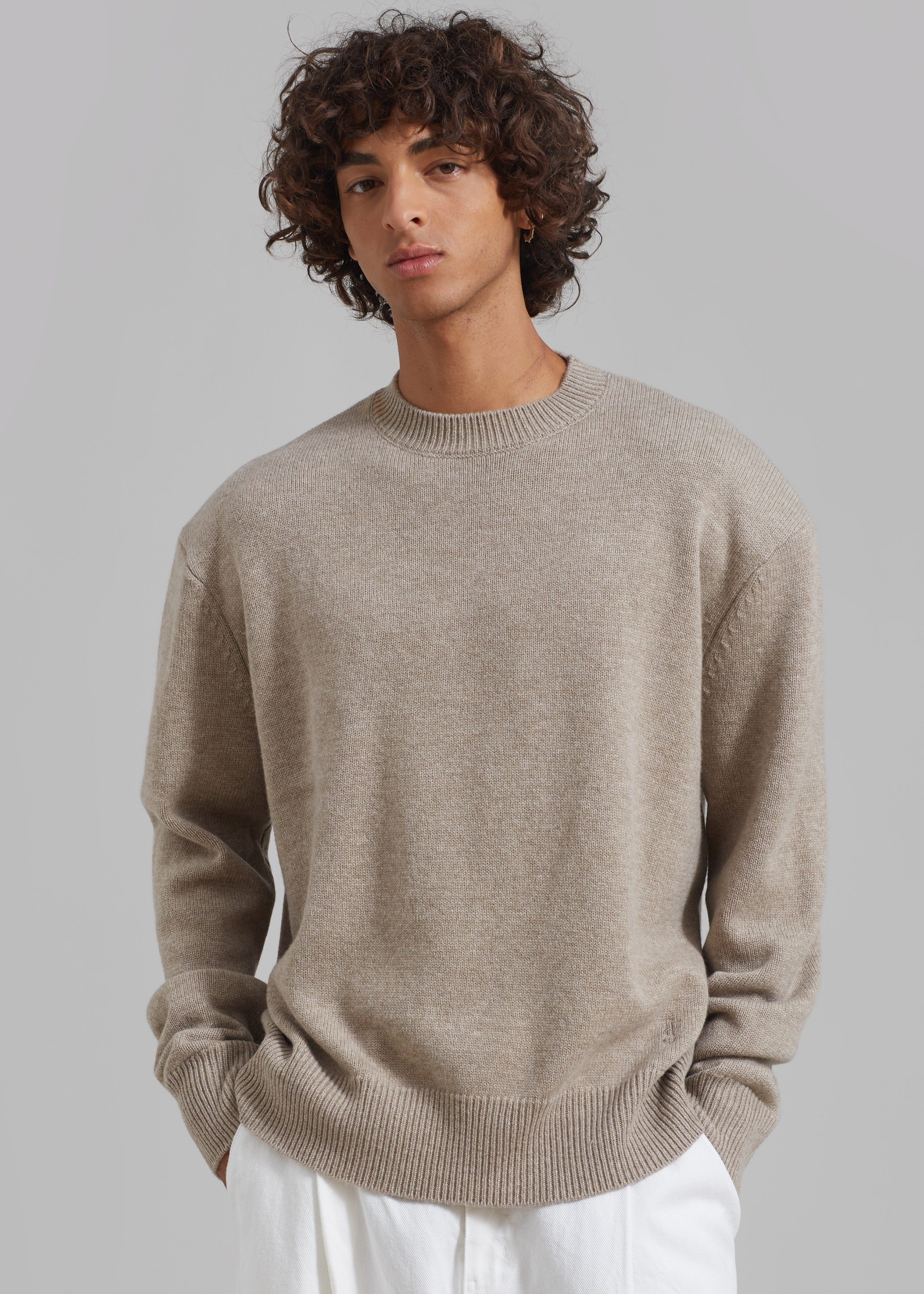 Quinton Crew Neck Sweater - Beige Melange - 7 - [gender-male]