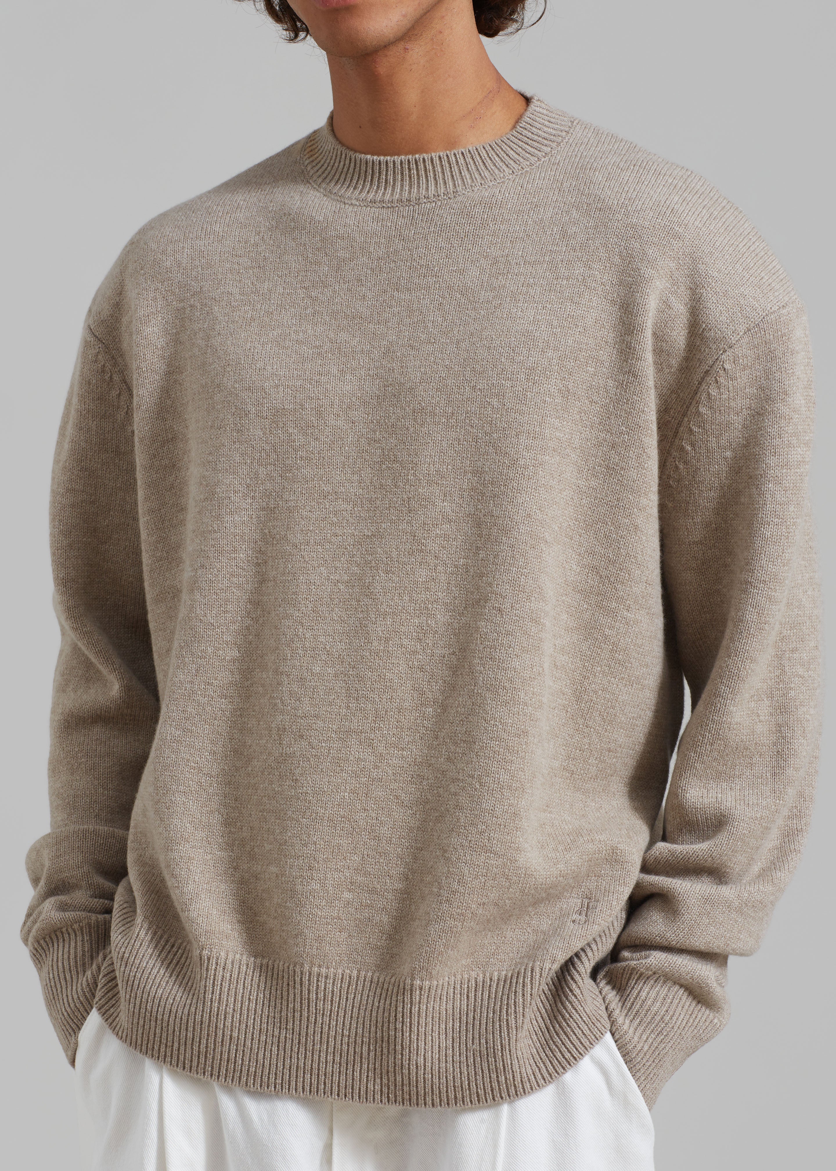 Quinton Crew Neck Sweater - Beige Melange - 3