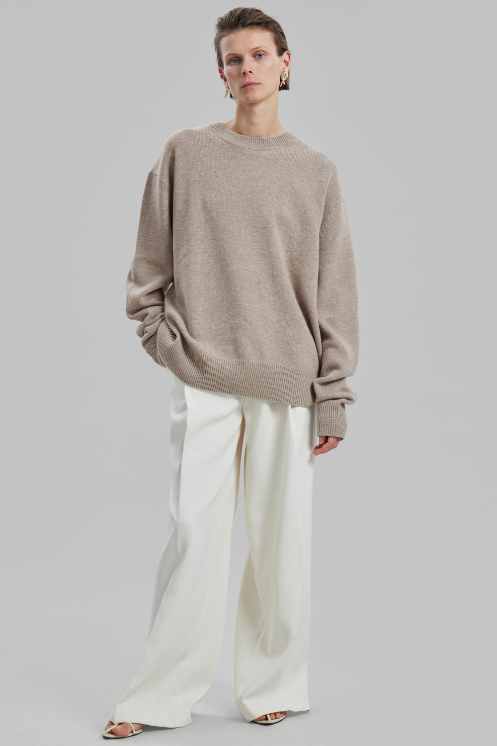 Quinton Crew Neck Sweater - Beige Melange - 1