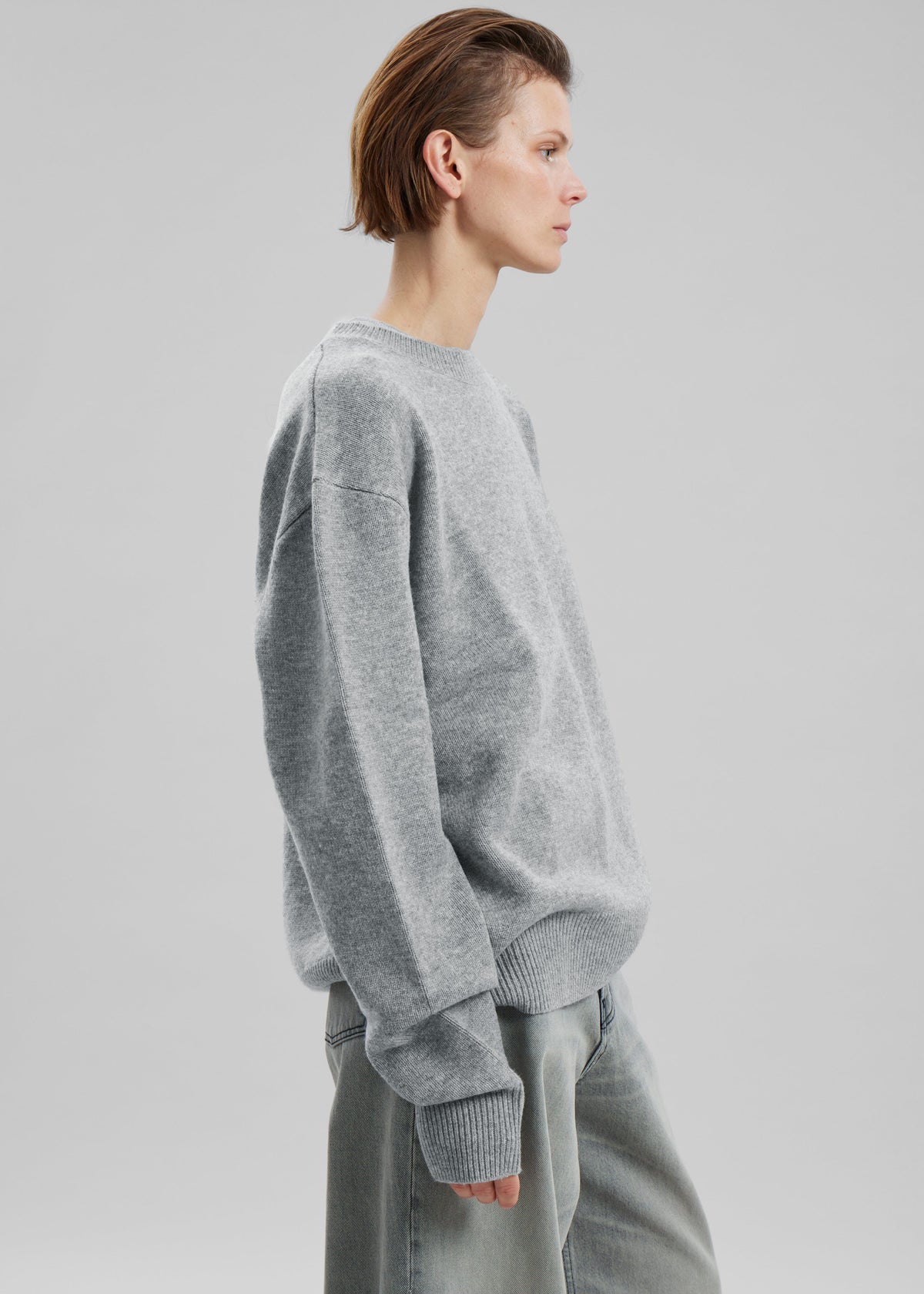 Quinton Crew Neck Sweater - Light Grey - 3
