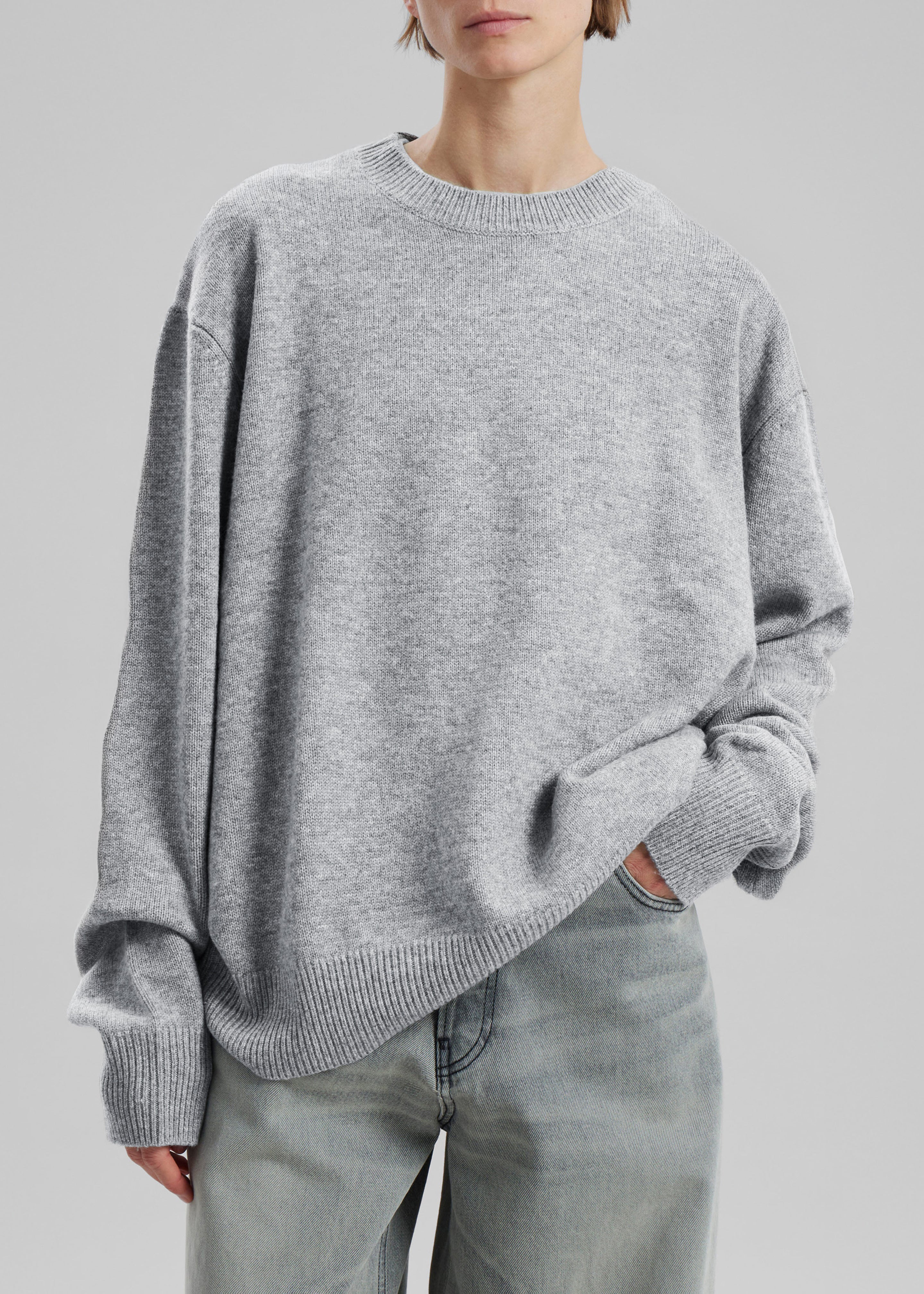 Quinton Crew Neck Sweater - Light Grey - 6