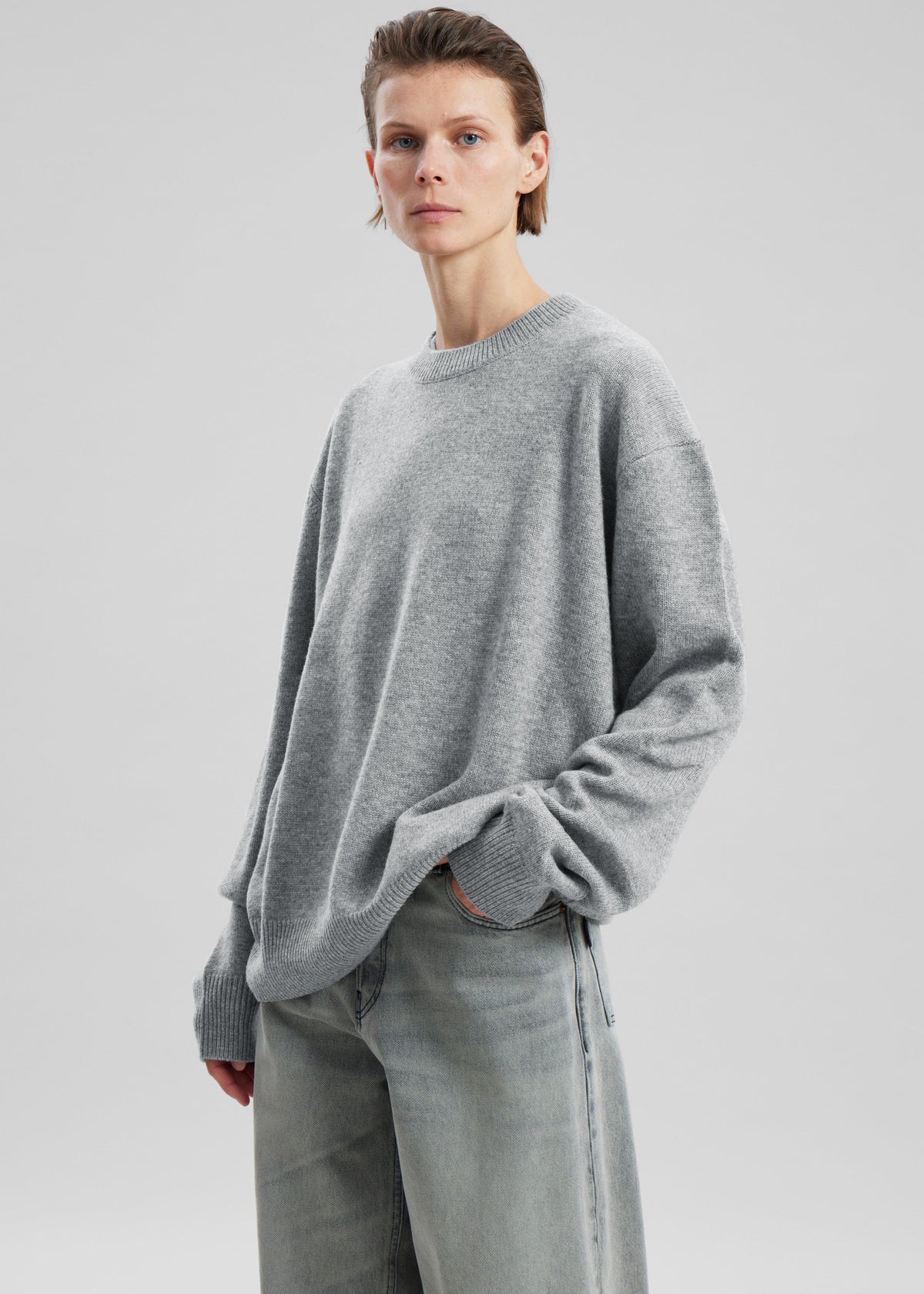 Quinton Crew Neck Sweater - Light Grey - 6