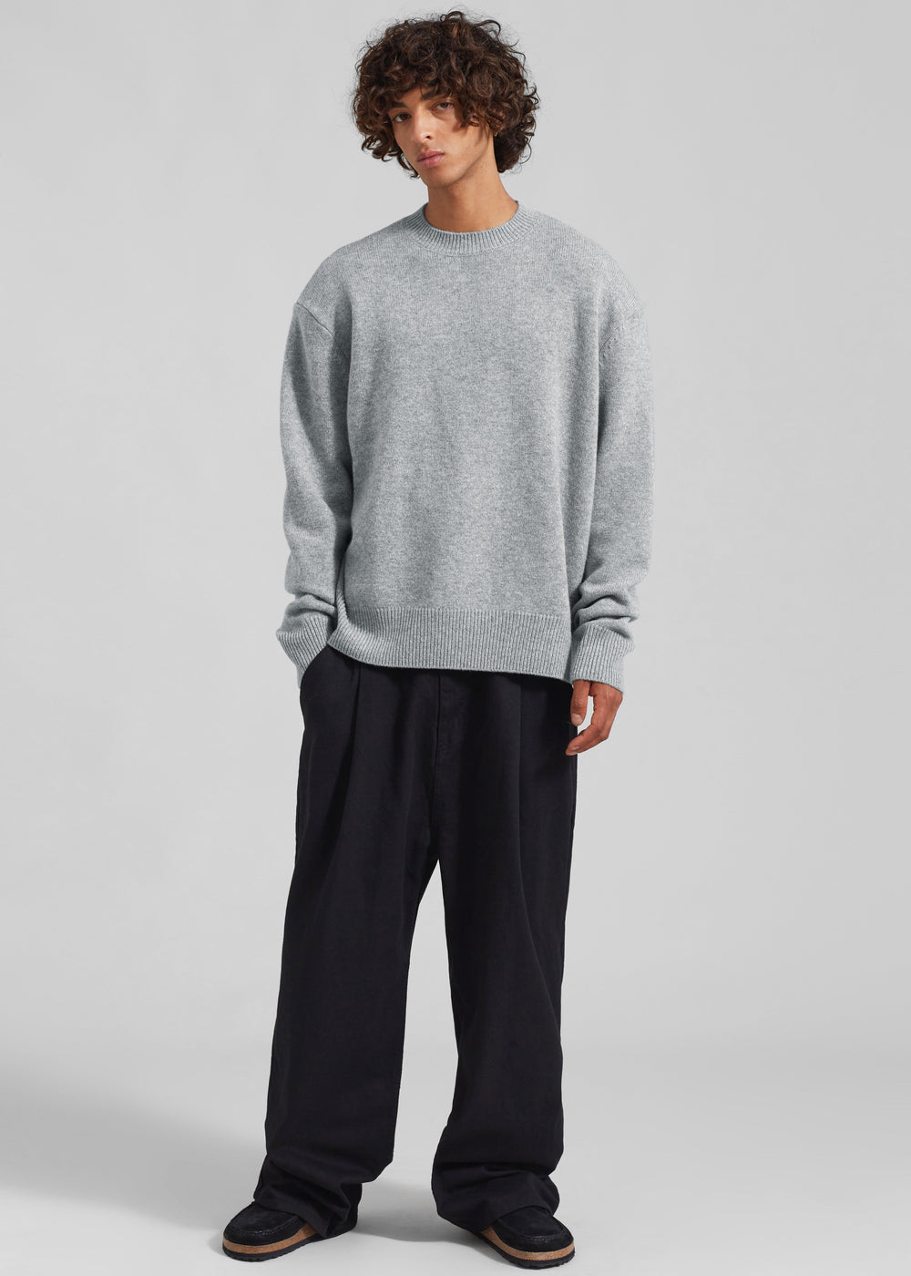 Quinton Crew Neck Sweater - Light Grey - 1