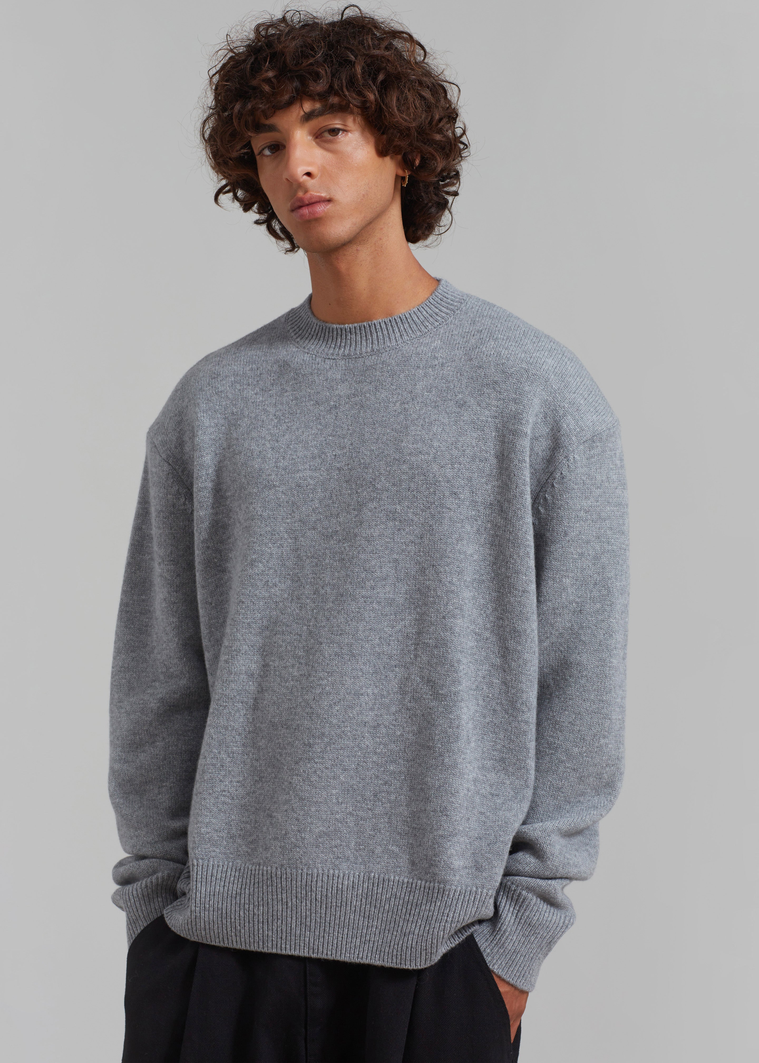 Quinton Crew Neck Sweater - Grey Melange - 1