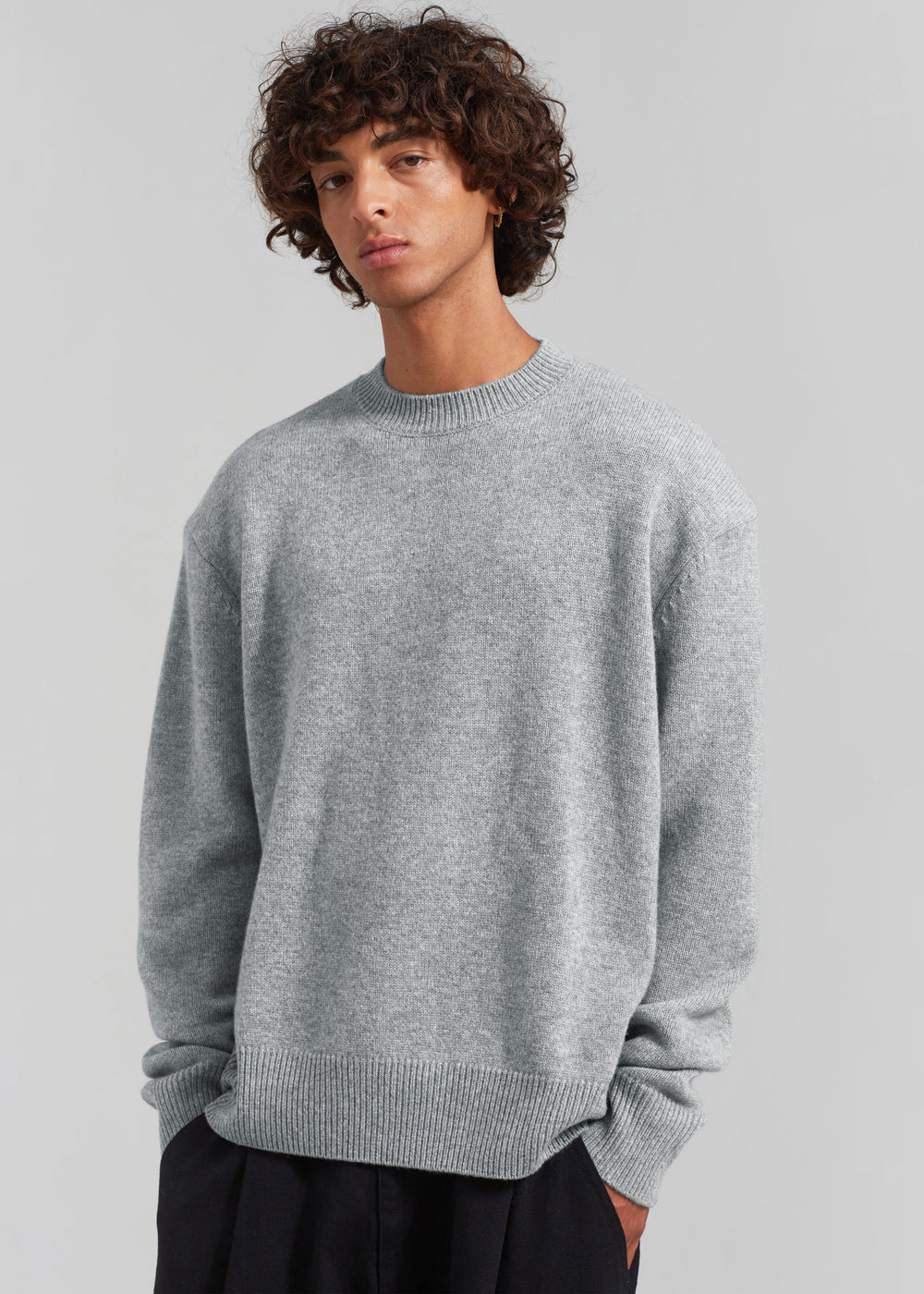 Quinton Crew Neck Sweater - Light Grey