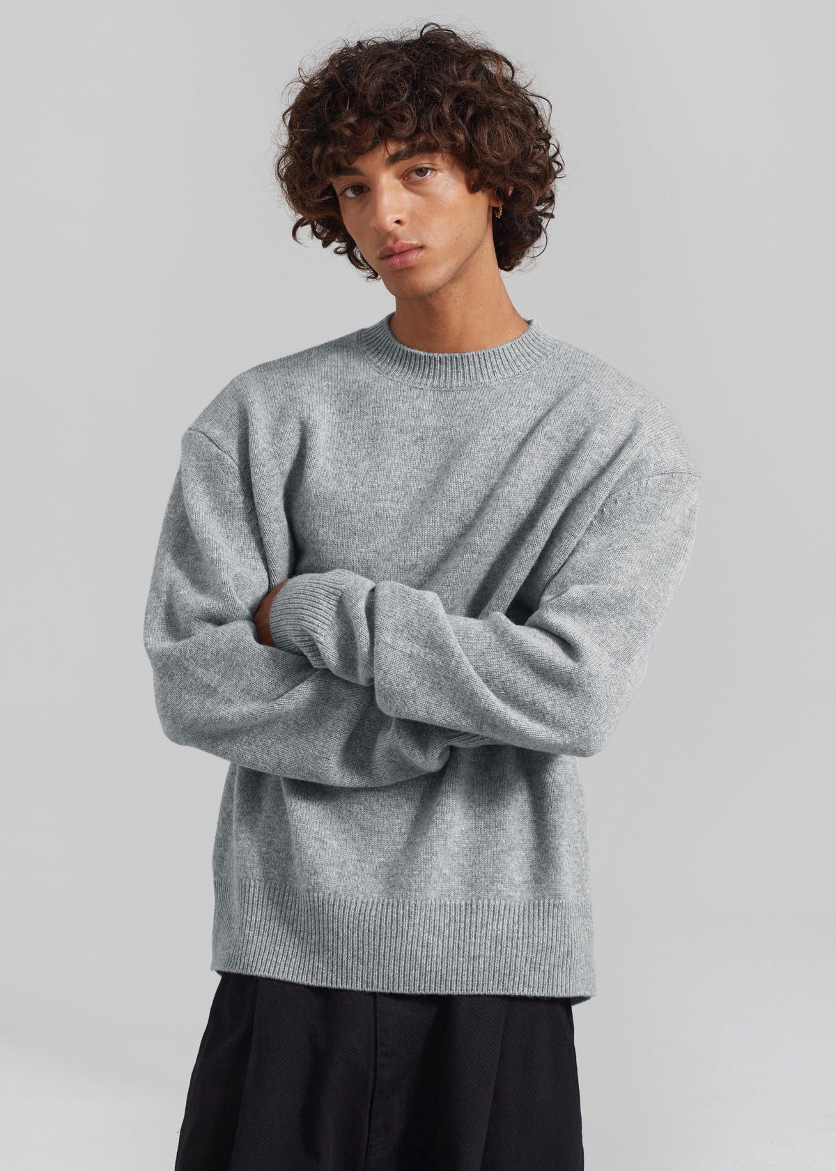 Quinton Crew Neck Sweater - Light Grey - 16