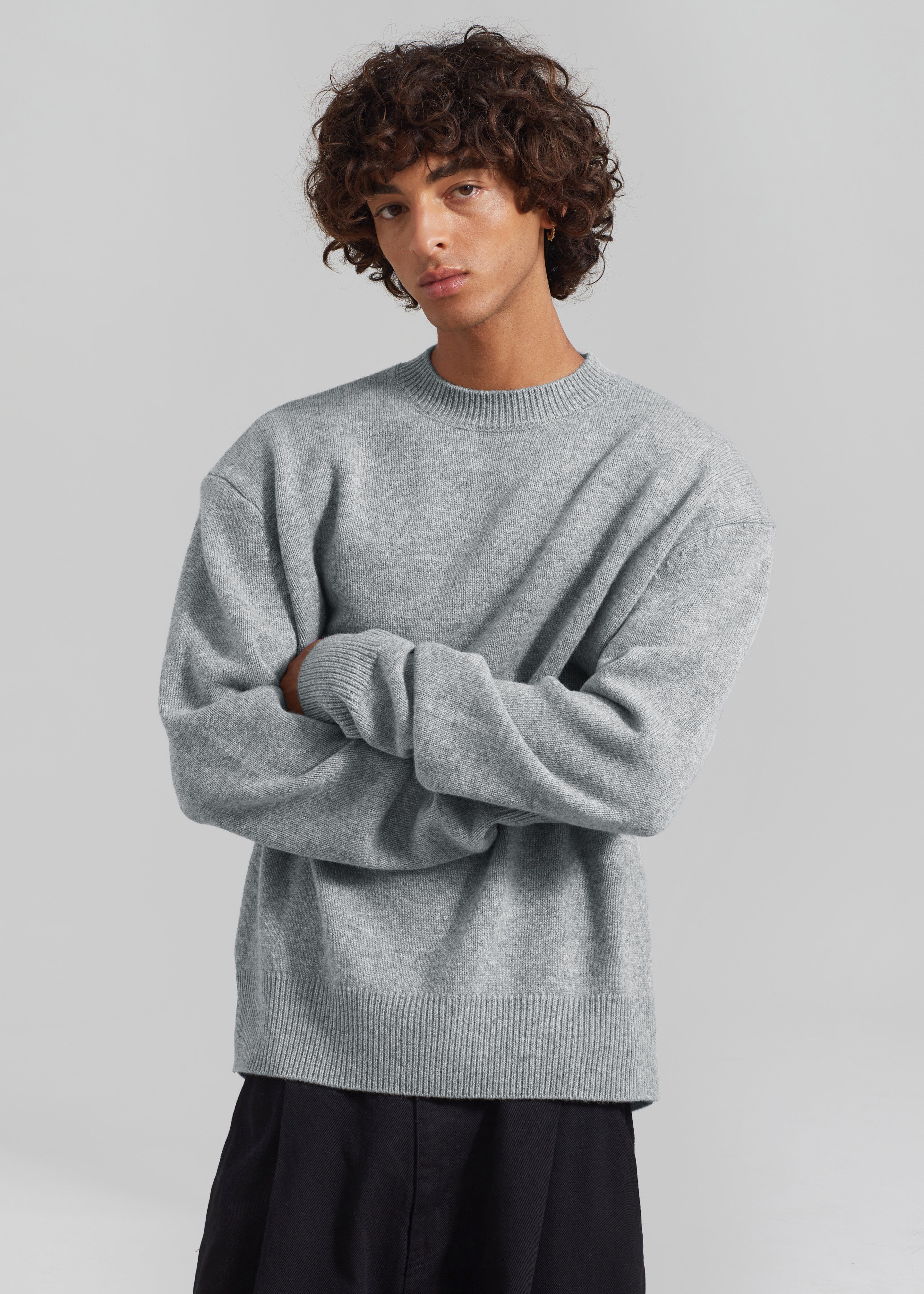 Quinton Crew Neck Sweater - Light Grey - 16
