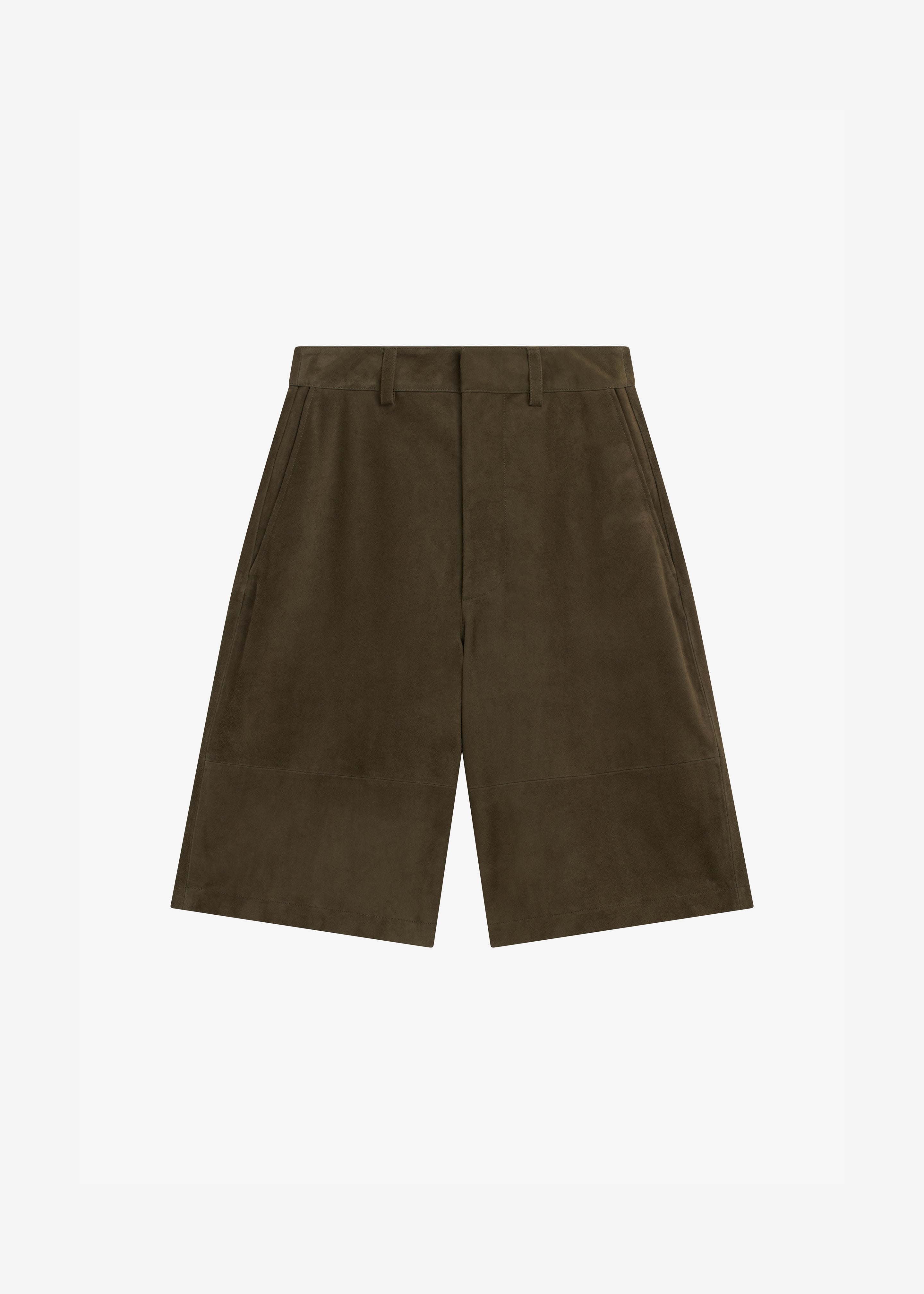 Radlett Suede Bermuda Shorts - Khaki - 8